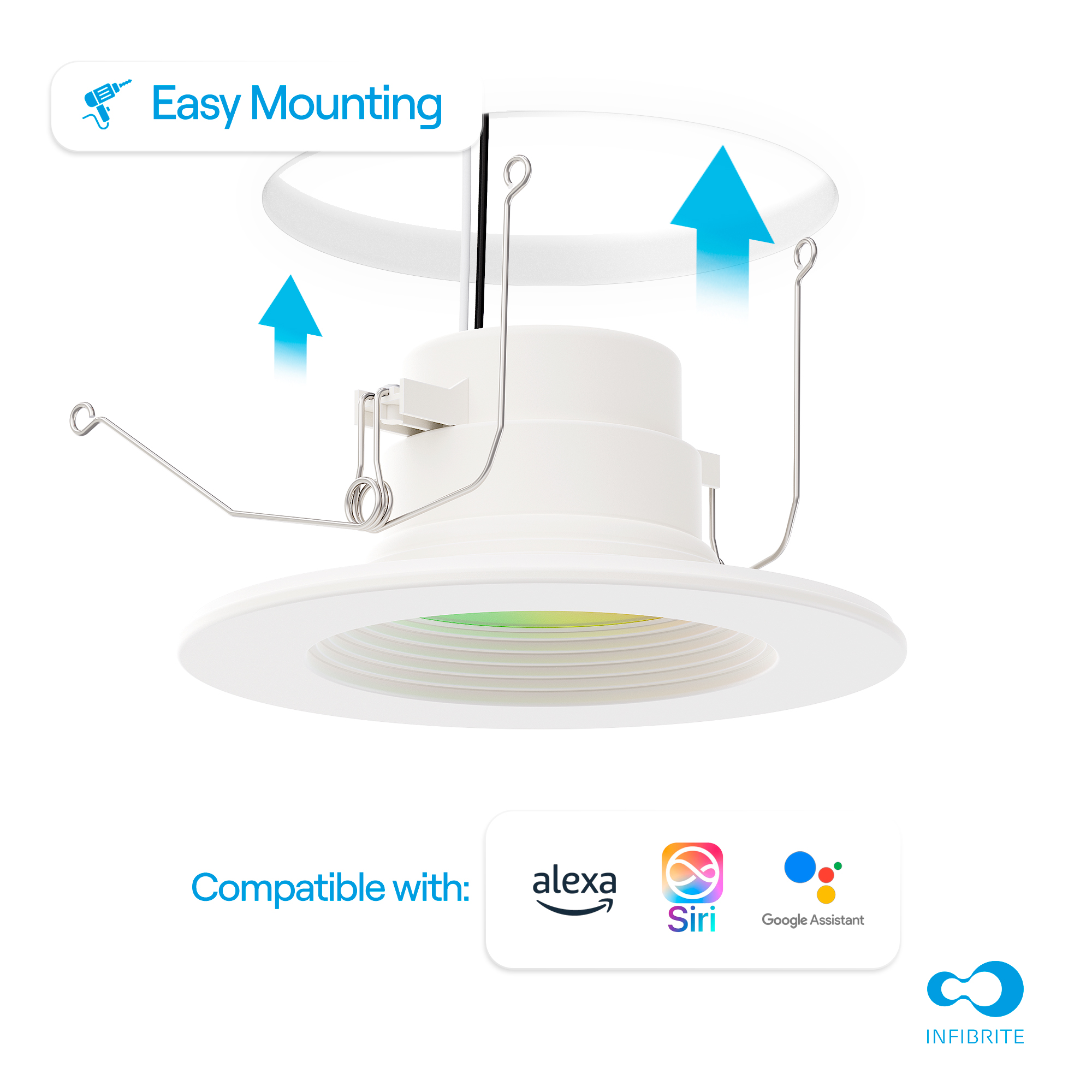 5 & 6 Inch Smart Recessed Light, Color Changing and Tunable White, WiFi Retrofit LED Downlight E26 Base, No Hub, Works with Alexa and Google, Dimmable, 1100LM, CRI90, RGBCW, Wet Rated thumbnail 5