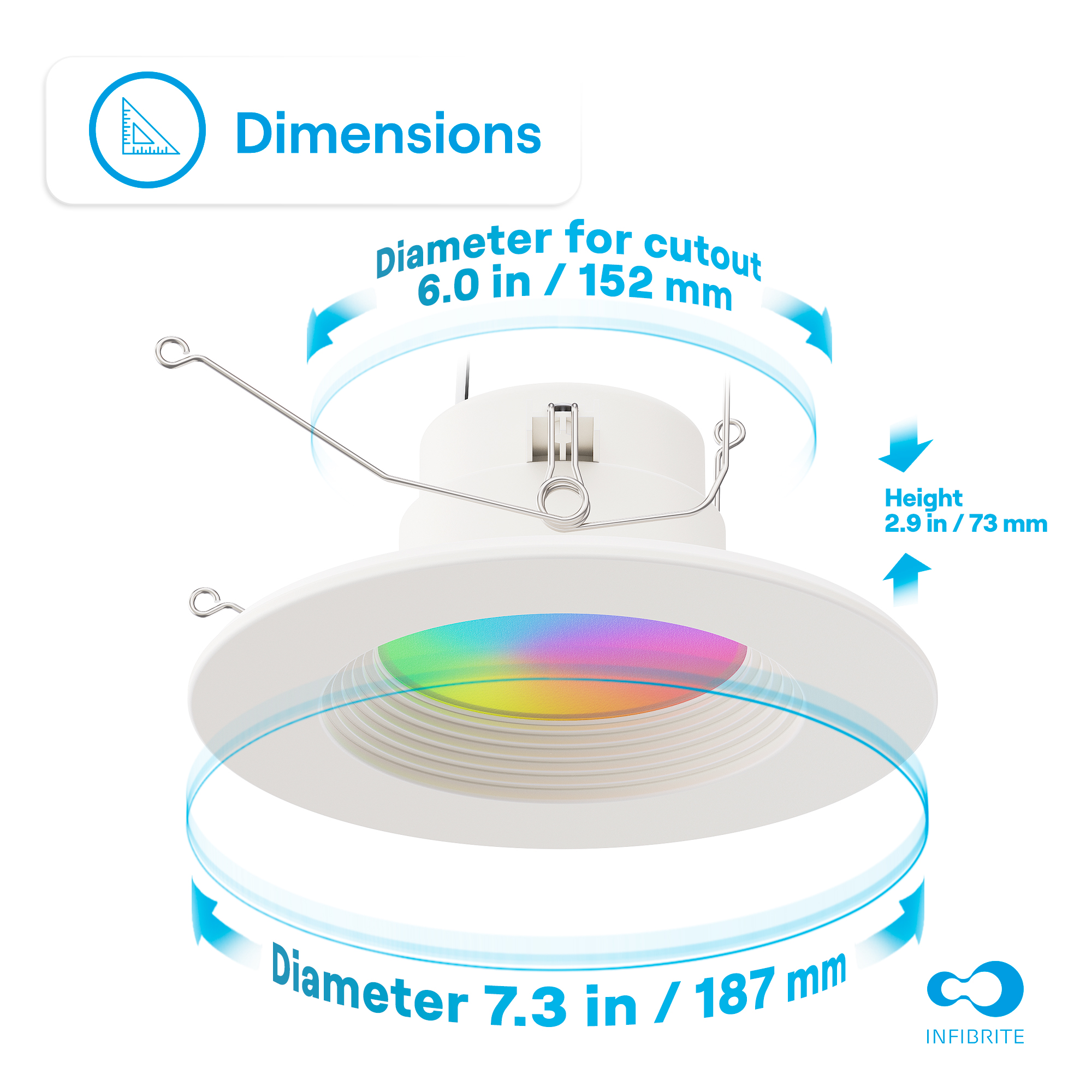 5 & 6 Inch Smart Recessed Light, Color Changing and Tunable White, WiFi Retrofit LED Downlight E26 Base, No Hub, Works with Alexa and Google, Dimmable, 1100LM, CRI90, RGBCW, Wet Rated thumbnail 7