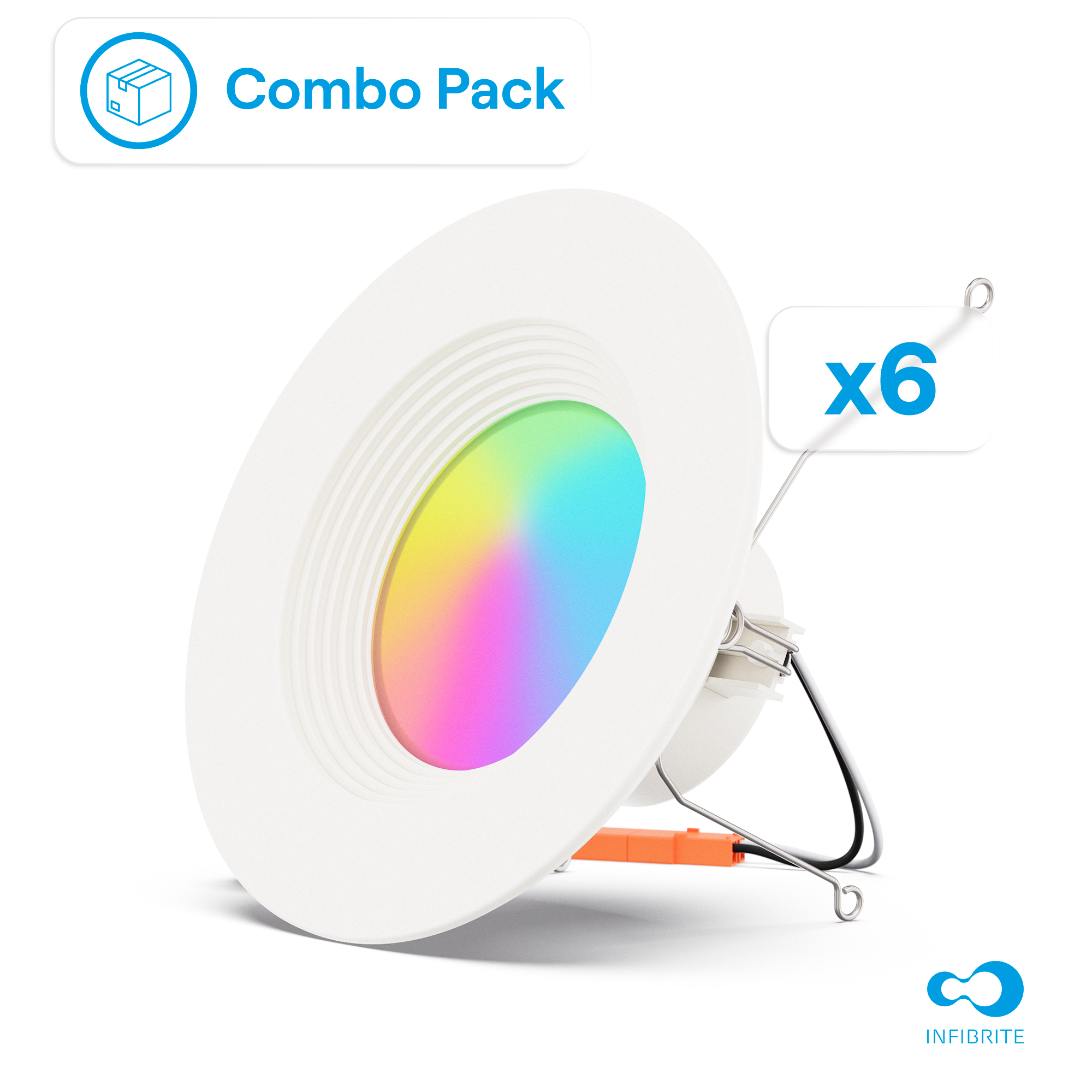 5 & 6 Inch Smart Recessed Light, Color Changing and Tunable White, WiFi Retrofit LED Downlight E26 Base, No Hub, Works with Alexa and Google, Dimmable, 1100LM, CRI90, RGBCW, Wet Rated (6 Pac