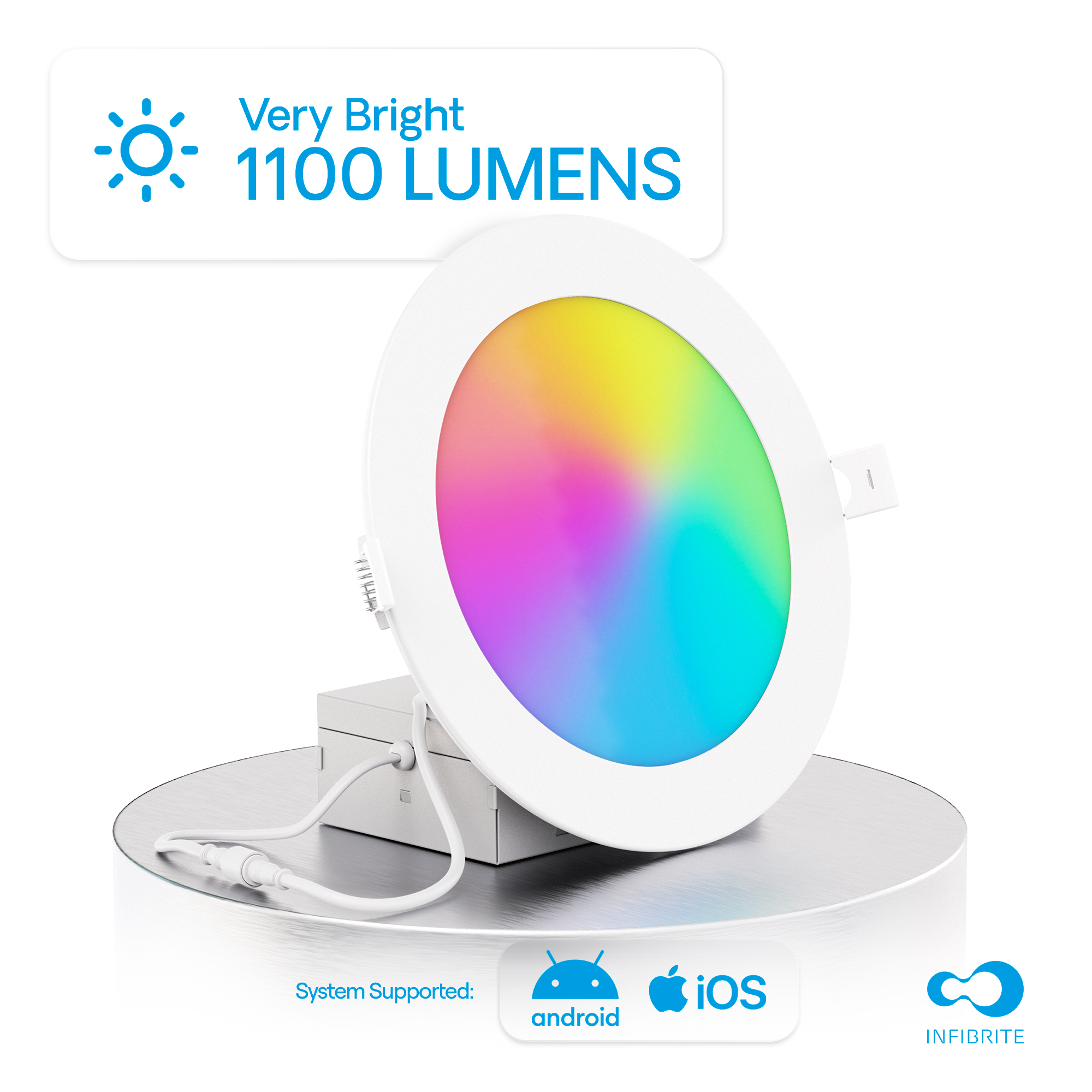 6 Inch WiFi Smart Ultra-Thin LED Recessed Ceiling Light 12W 1100LM Dimmable with Junction Box, Easy Install, App & Voice Control, Alexa/Google Compatible, FCC, ETL, Energy Star, Wet Rated (1 thumbnail 3