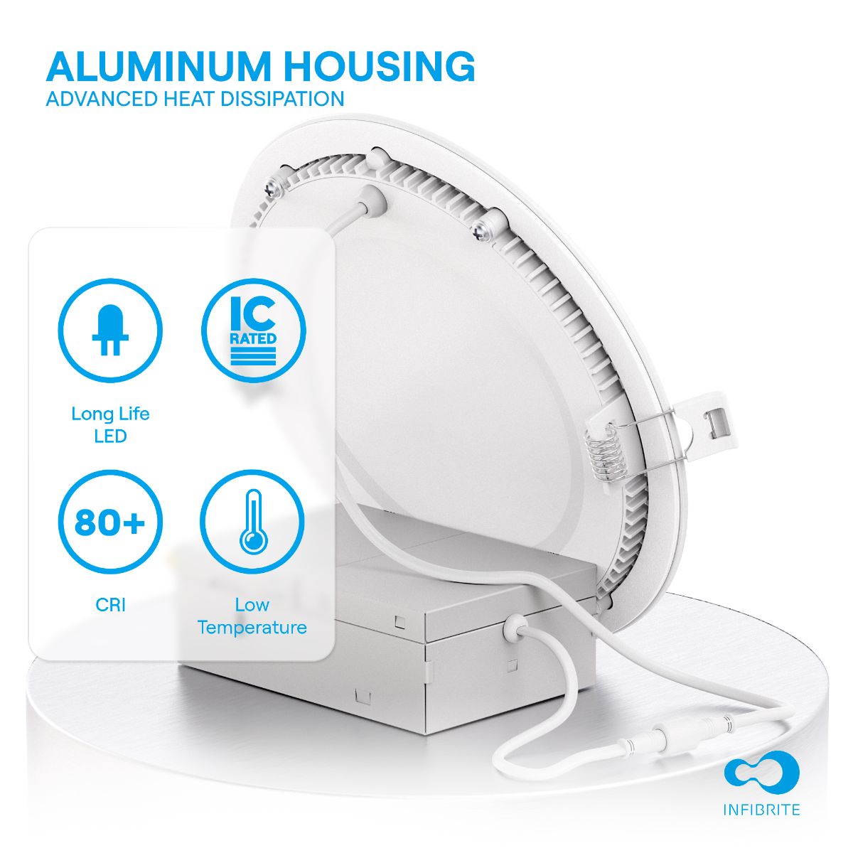 6 Inch 2700K Soft White 12W 1050 Lumens Ultra-Thin LED Recessed Ceiling Downlight with Junction Box, Flush Mount, Dimmable, Canless, Wet Rated (6 Pack), Easy Install, 75W Eqv, FCC, ETL & Ene thumbnail 5