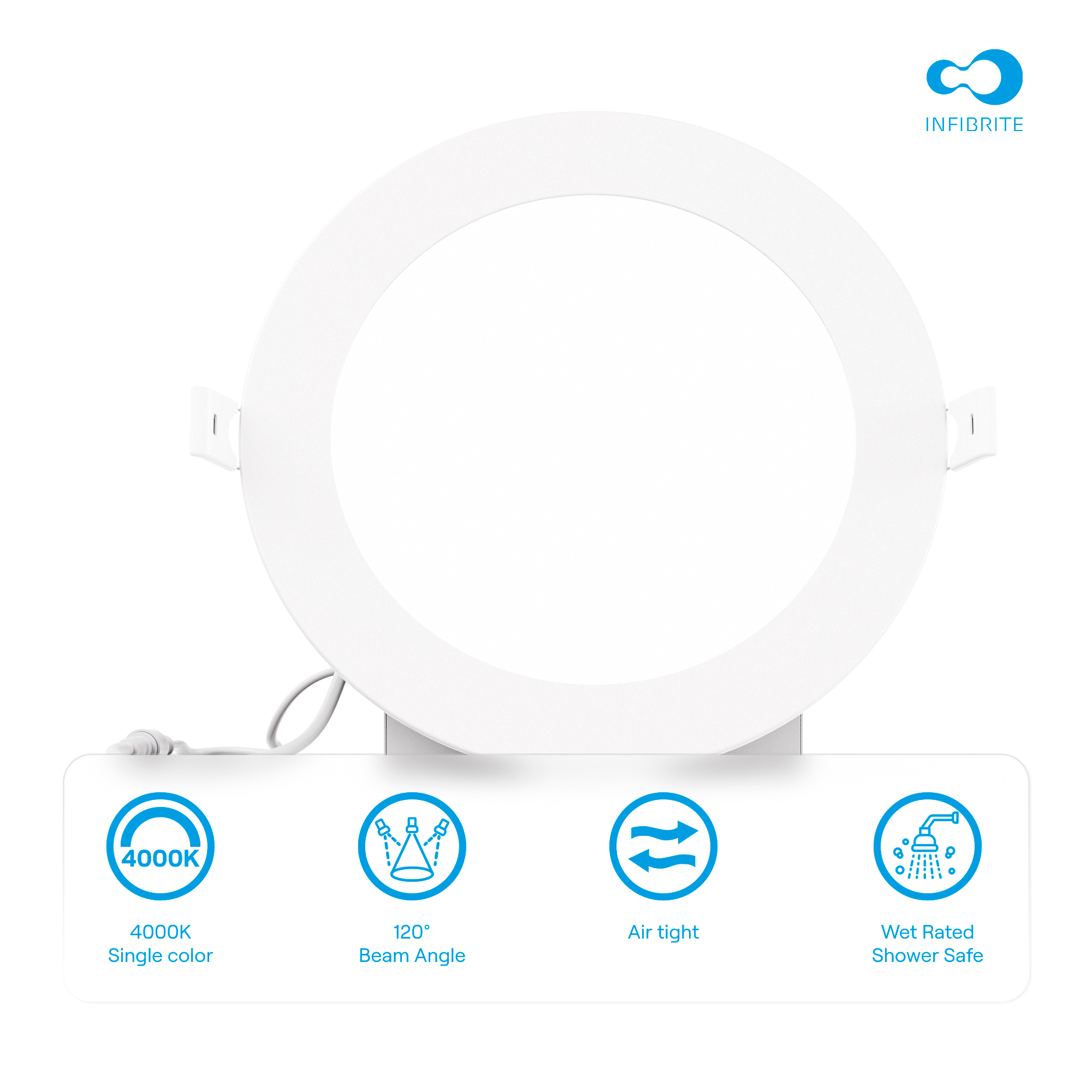 6 Inch 4000K Cool White 12W 1050 Lumens Ultra-Thin LED Recessed Ceiling Downlight with Junction Box, Flush Mount, Dimmable, Canless, Wet Rated (24 Pack), Easy Install, 75W Eqv, FCC, ETL & En thumbnail 6