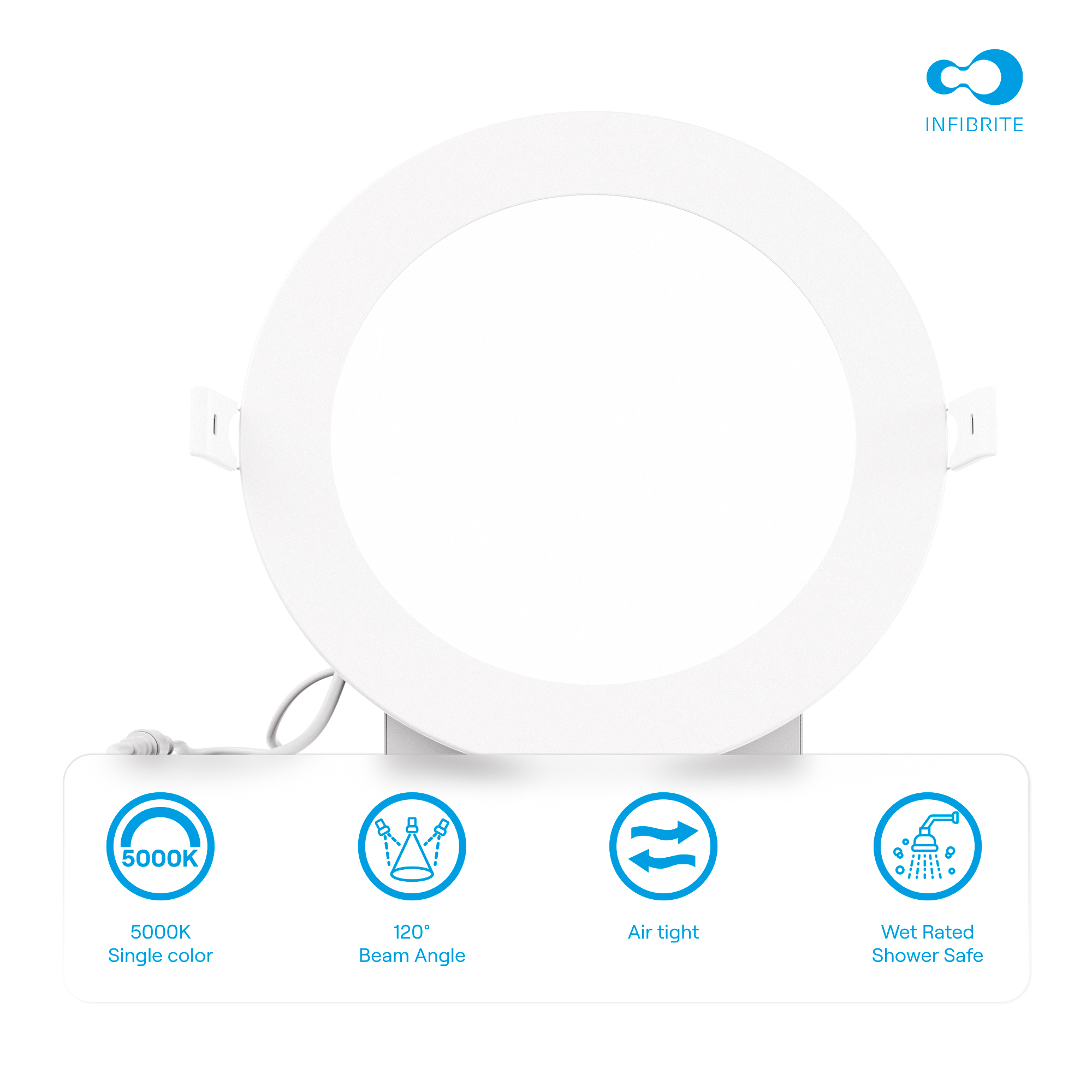 6 Inch 5000K Daylight White 12W 1050 Lumens Ultra-Thin LED Recessed Ceiling Downlight with Junction Box, Flush Mount, Dimmable, Canless, Wet Rated (6 Pack), Easy Install, 75W Eqv, FCC, ETL & thumbnail 6