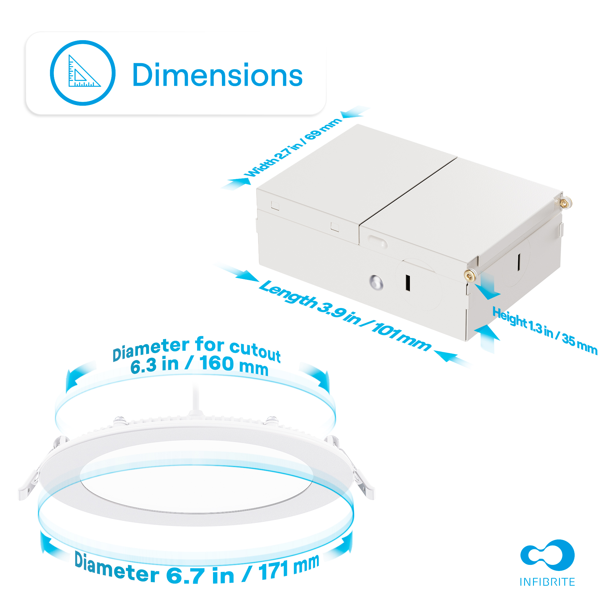 6 Inch 5000K Daylight White 12W 1050 Lumens Ultra-Thin LED Recessed Ceiling Downlight with Junction Box, Flush Mount, Dimmable, Canless, Wet Rated, Easy Install, 75W Eqv, FCC, ETL & Energy S thumbnail 8