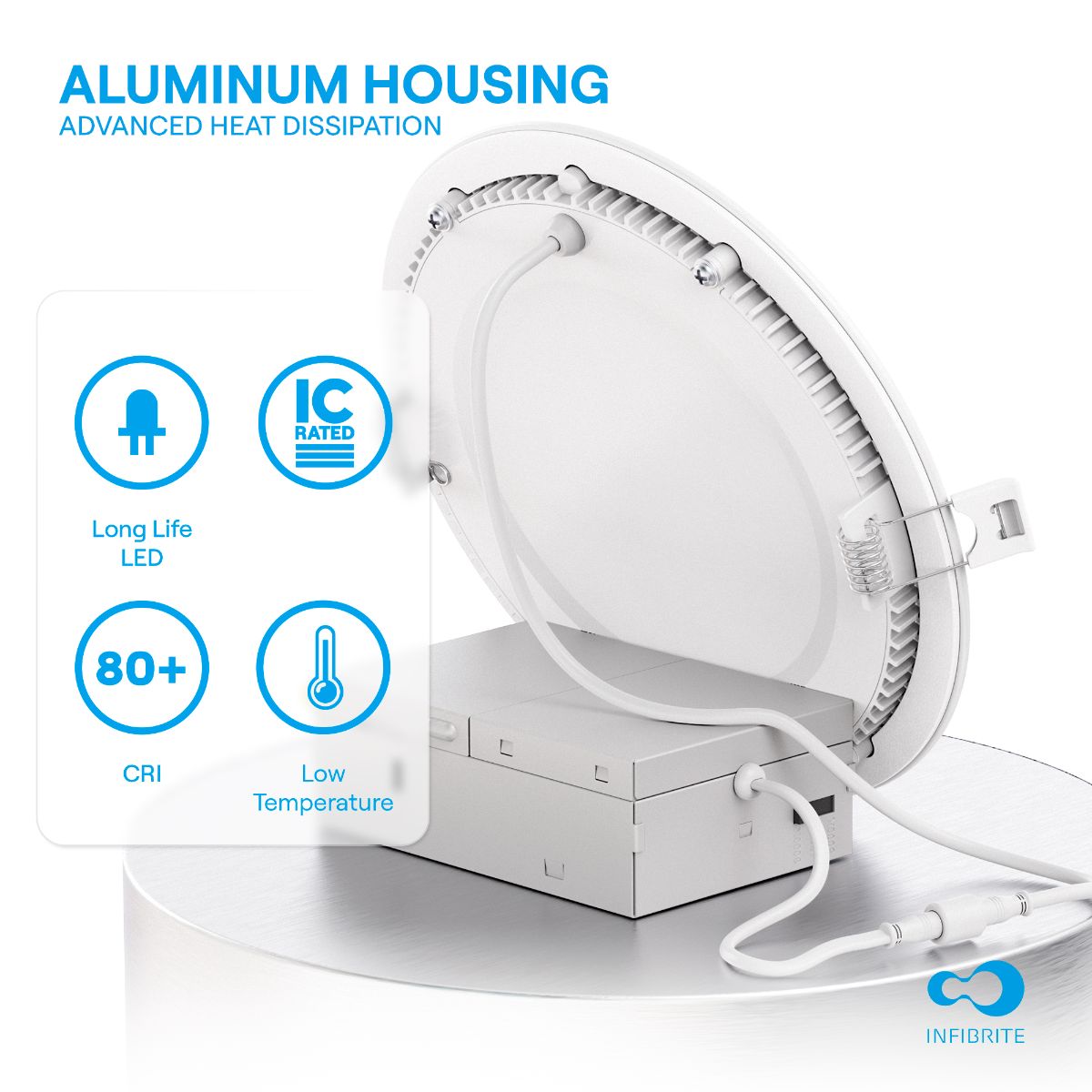 6 Inch 3CCT Selectable 12W 1050 Lumens Ultra-Thin LED Recessed Ceiling Downlightwith Junction Box, Flush Mount, Dimmable, Canless, Wet Rated (24 Pack), Easy Install, 75W Eqv, FCC, ETL & Ener thumbnail 4