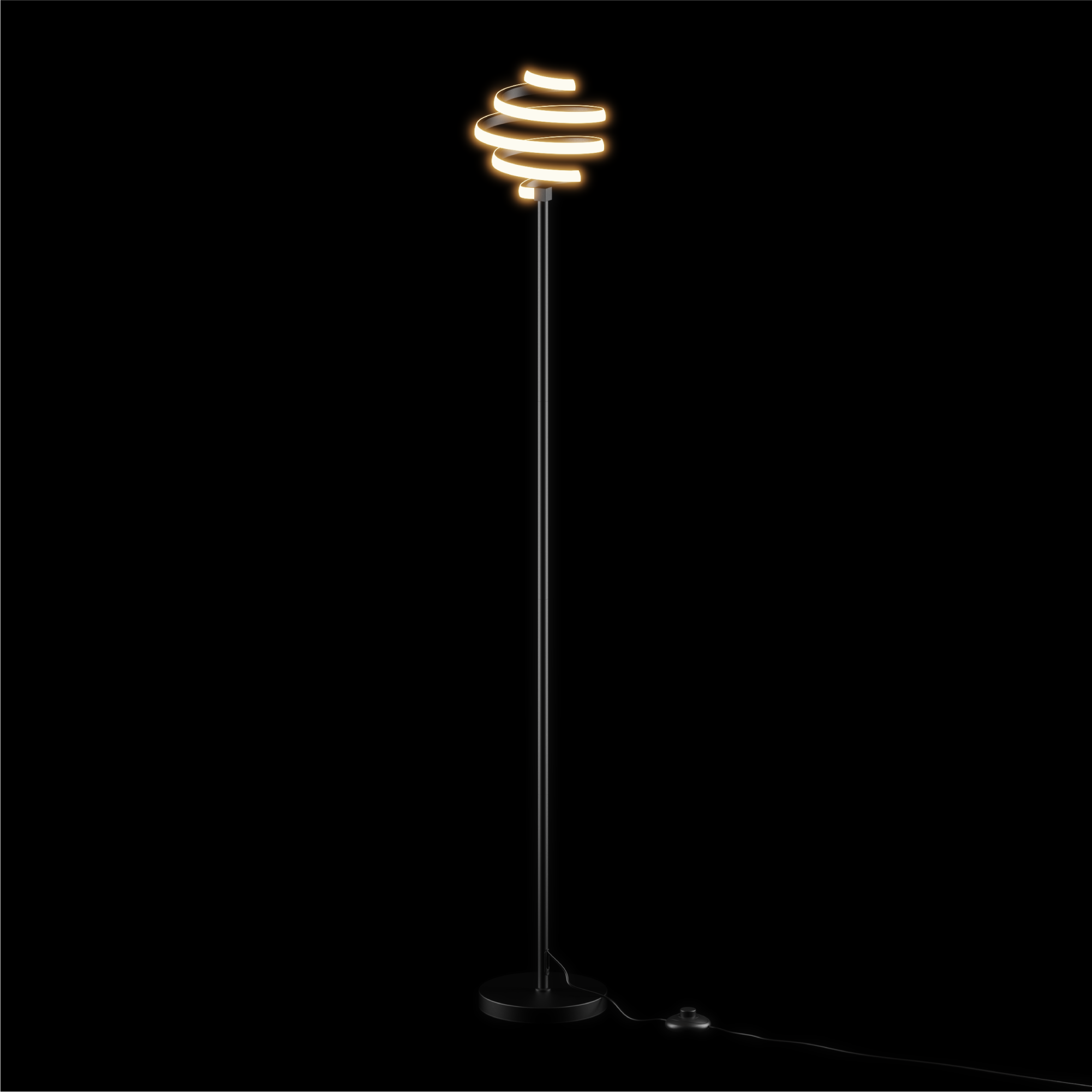 Spiral 24W LED Floor Lamp 59 in. - 3000K Warm White - Stepless Dimming in Matte Black