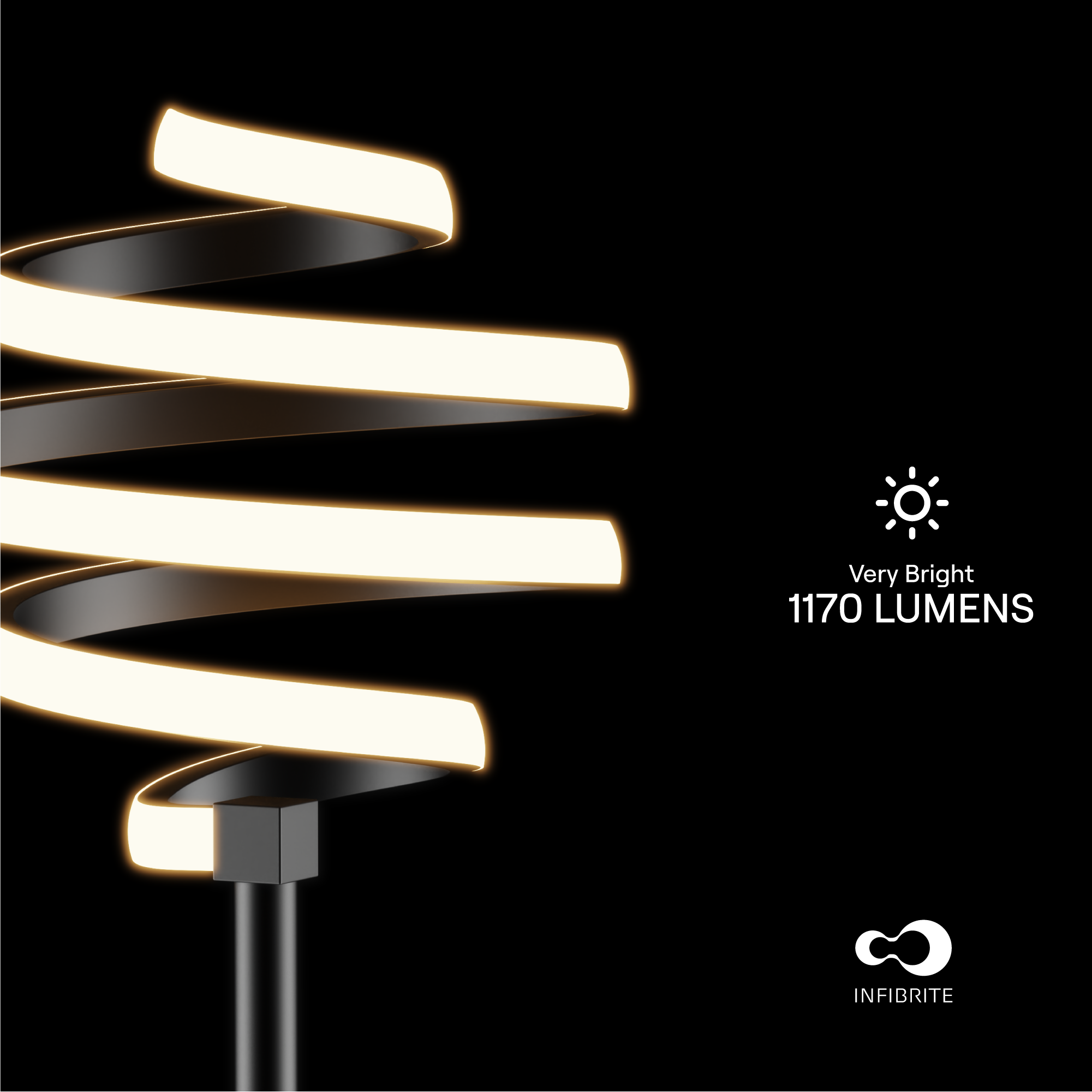 Spiral 24W LED Floor Lamp 59 in. - 3000K Warm White - Stepless Dimming in Matte Black