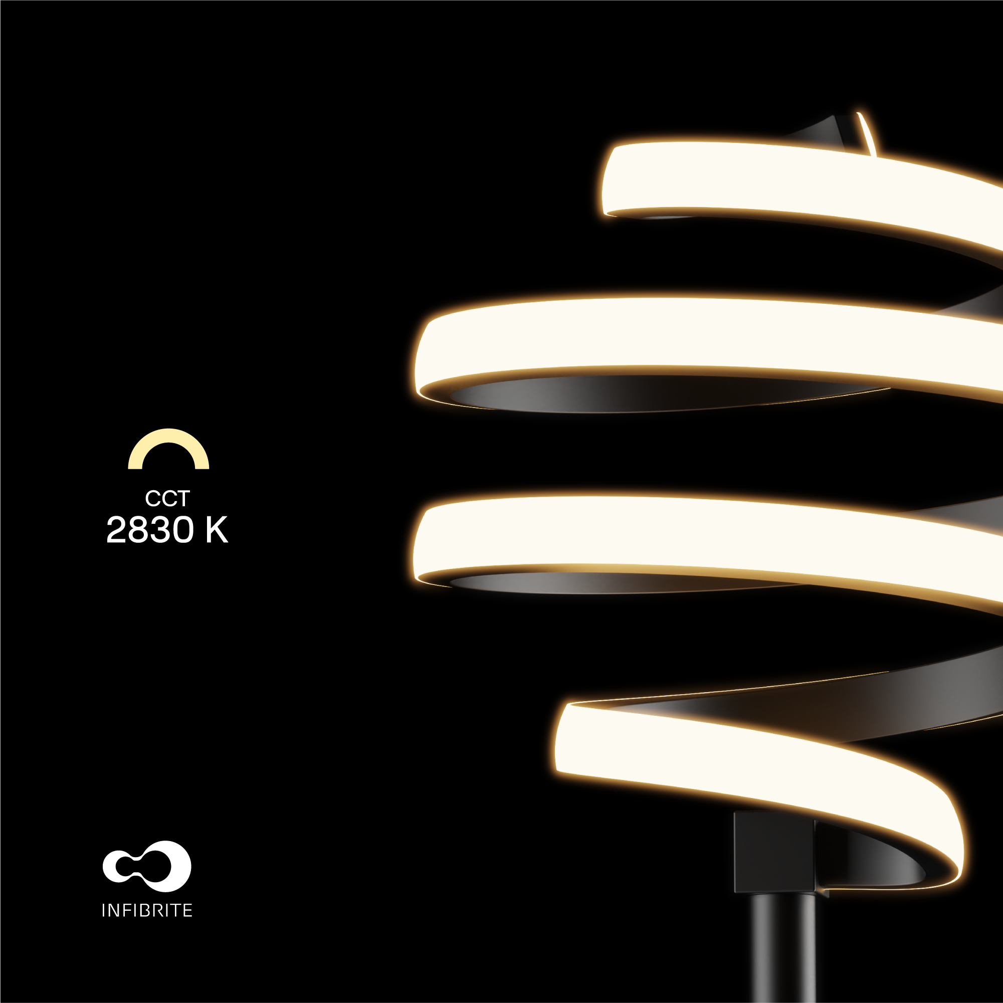 Spiral 24W LED Floor Lamp 59 in. - 3000K Warm White - Stepless Dimming in Matte Black
