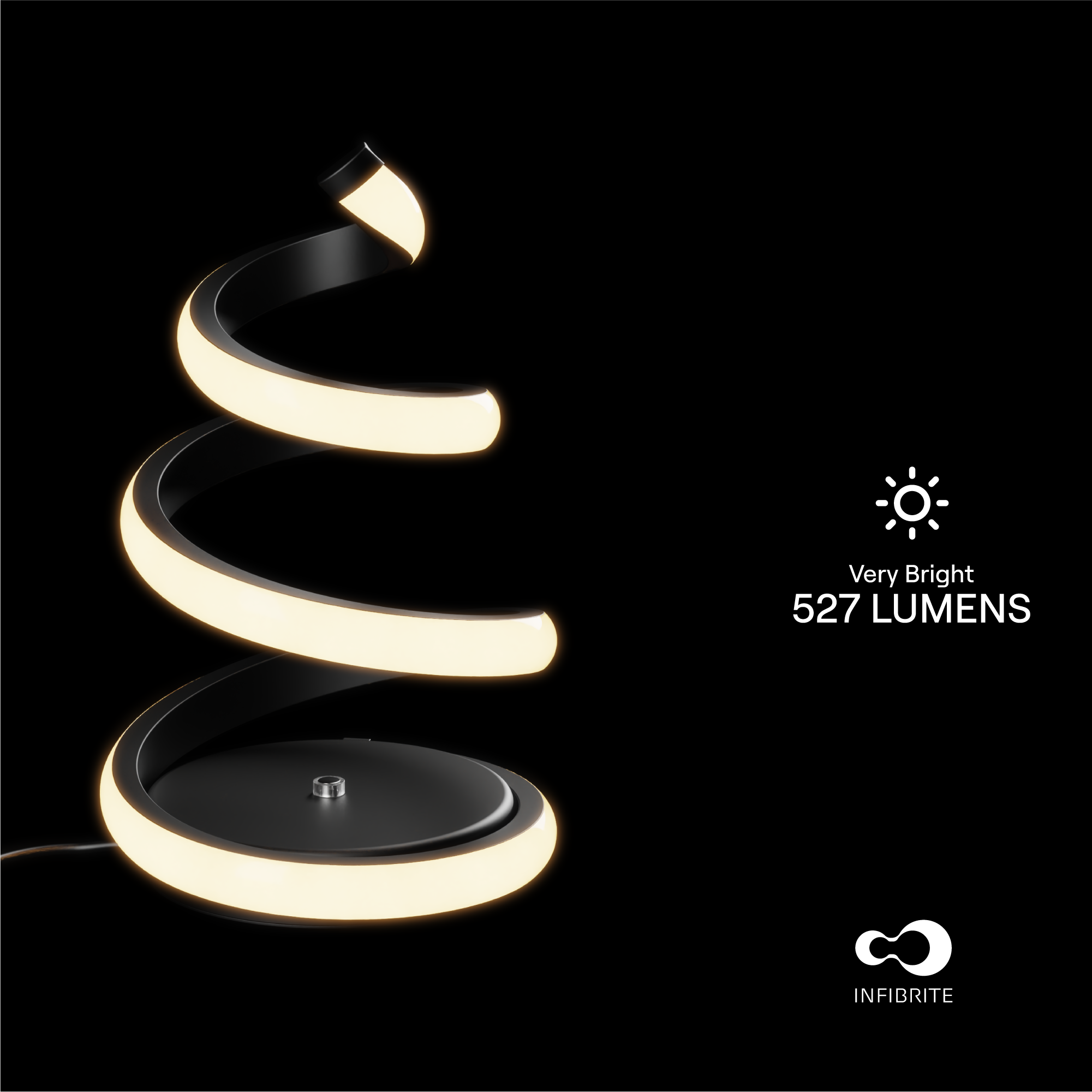 Spiral 12W LED Table Lamp 16 in. - 3000K Warm White - Touch Dimming in Matte Black