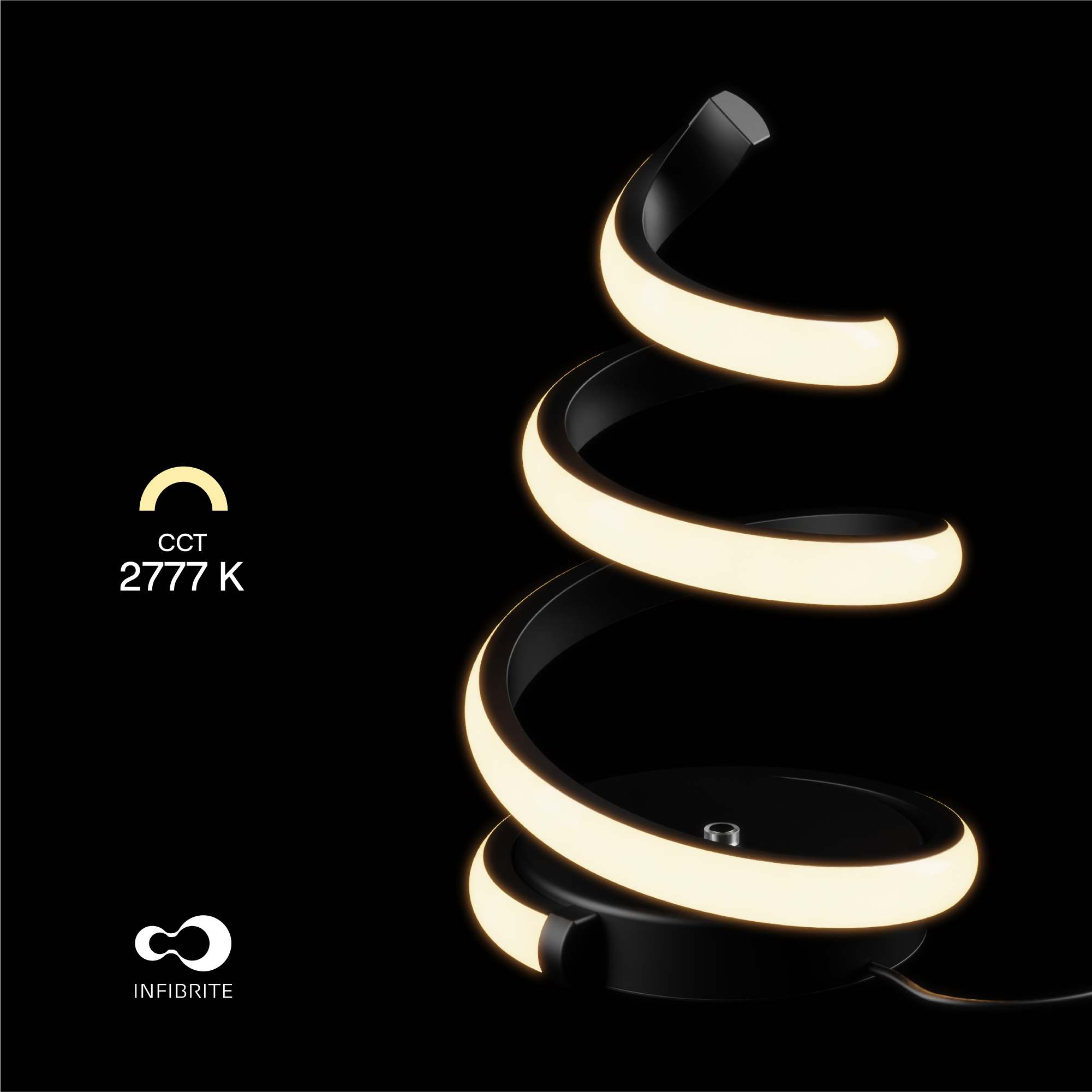 Spiral 12W LED Table Lamp 16 in. - 3000K Warm White - Touch Dimming in Matte Black