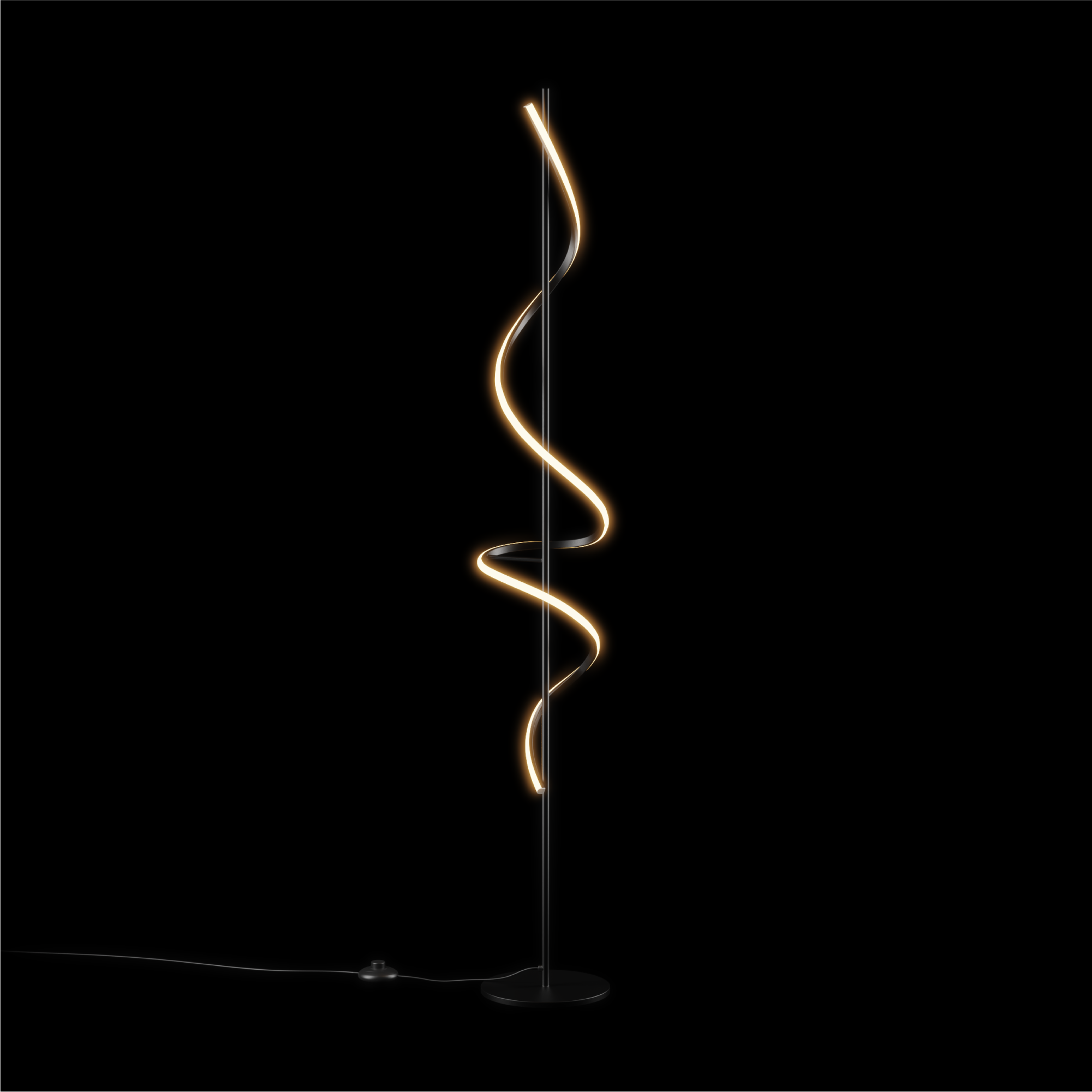 Sculptural Curve 24W LED Floor Lamp 51 in. - 3000K Warm White - Stepless Dimming in Matte Black