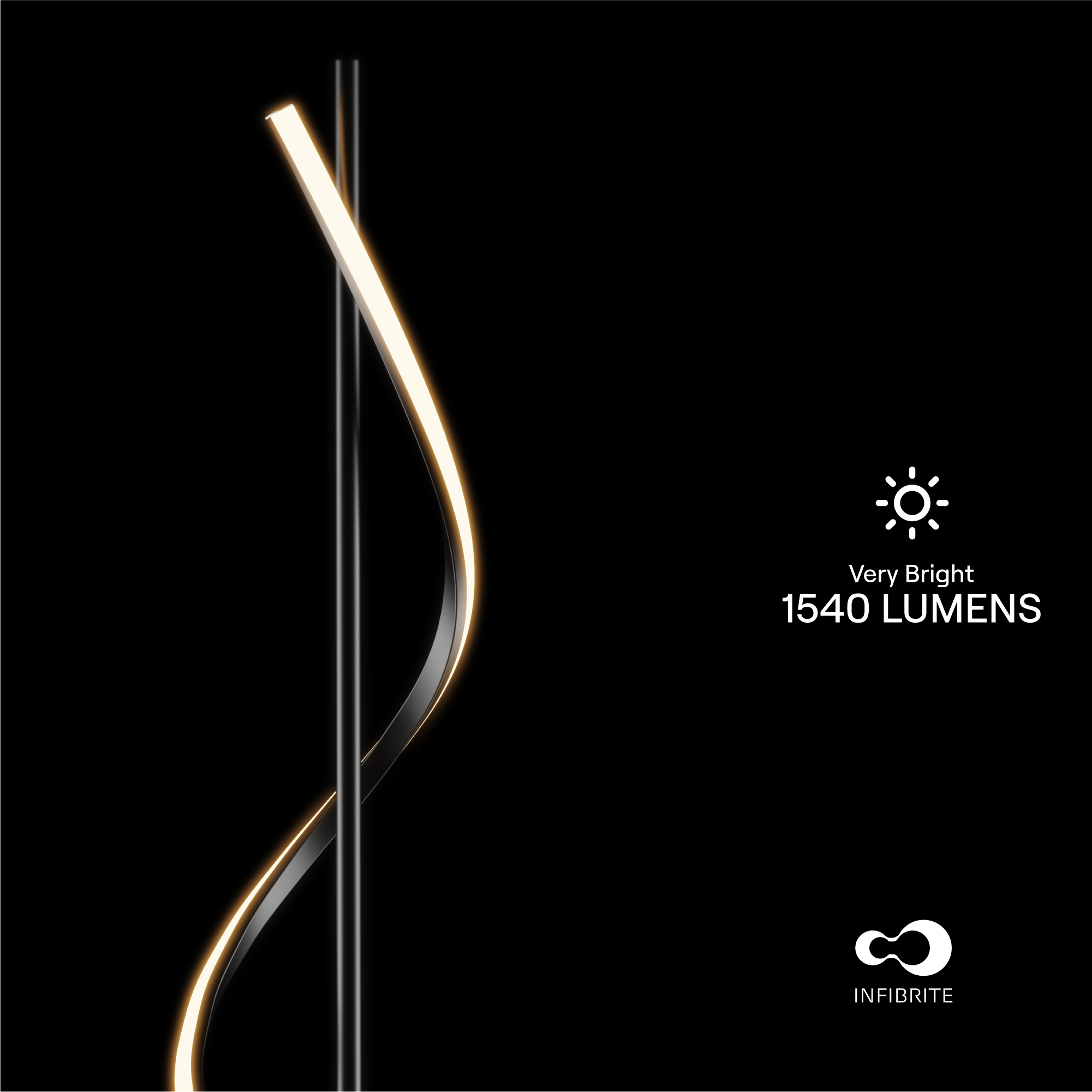 Sculptural Curve 24W LED Floor Lamp 51 in. - 3000K Warm White - Stepless Dimming in Matte Black