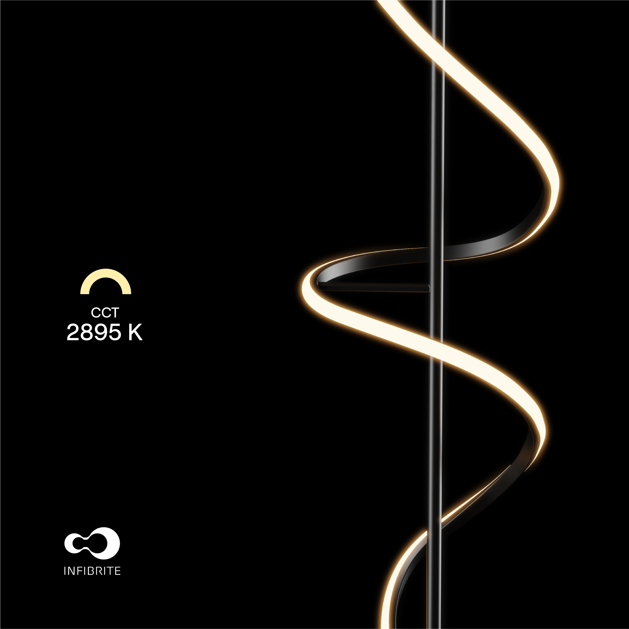 Sculptural Curve 24W LED Floor Lamp 51 in. - 3000K Warm White - Stepless Dimming in Matte Black