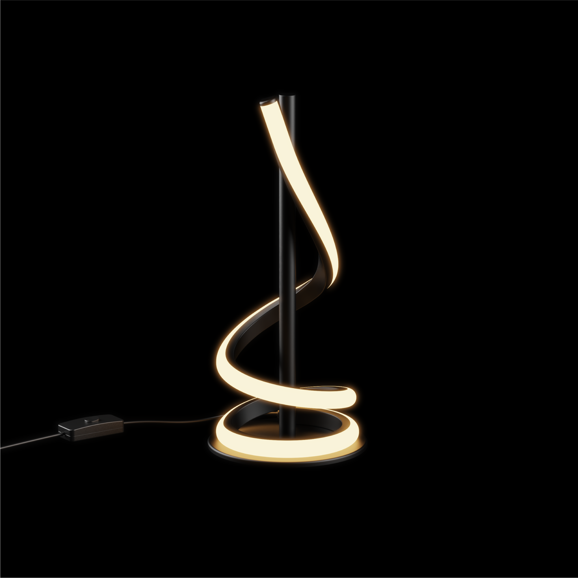 Sculptural Curve 12W LED Table Lamp 16 in. - 3000K Warm White - Matte Black