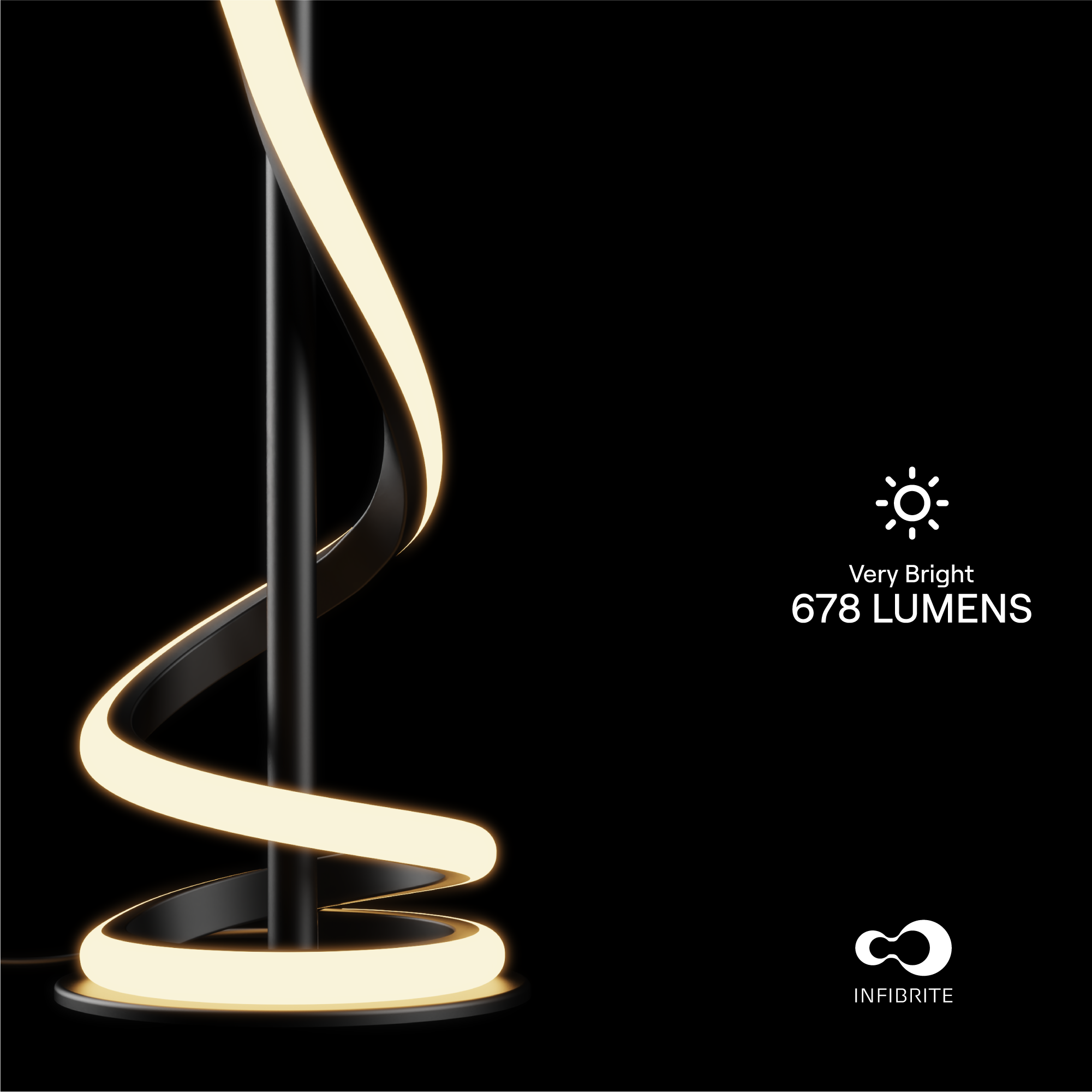 Sculptural Curve 12W LED Table Lamp 16 in. - 3000K Warm White - Matte Black