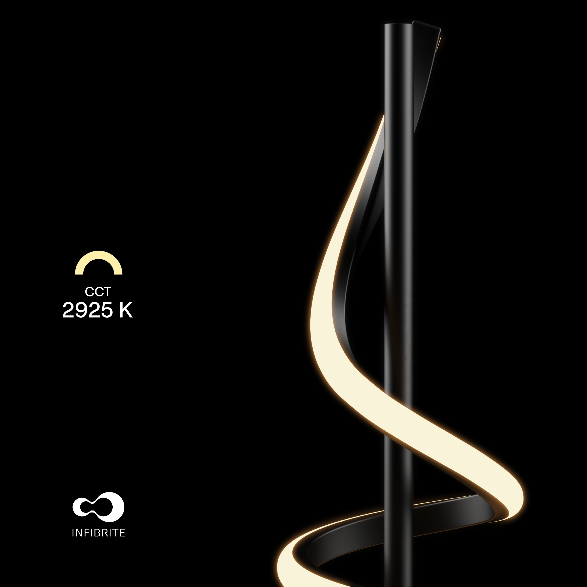 Sculptural Curve 12W LED Table Lamp 16 in. - 3000K Warm White - Matte Black