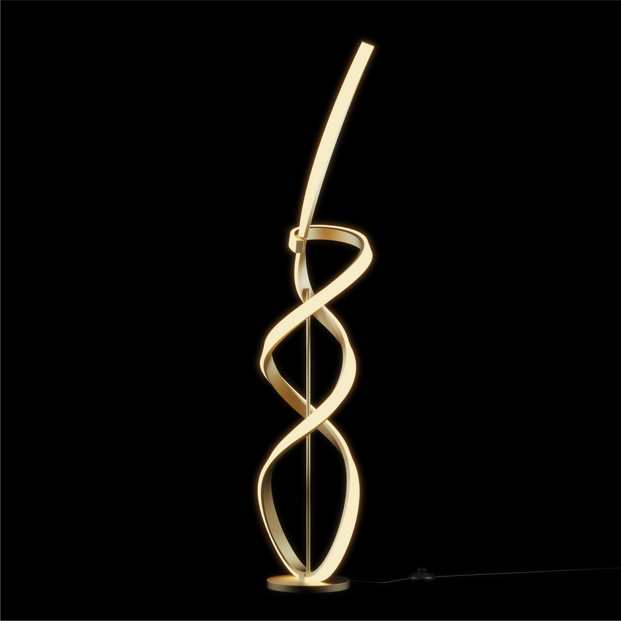 Golden Swirl 31W LED Floor Lamp 59 in. - 3000K Warm Glow- Stepless Dimming