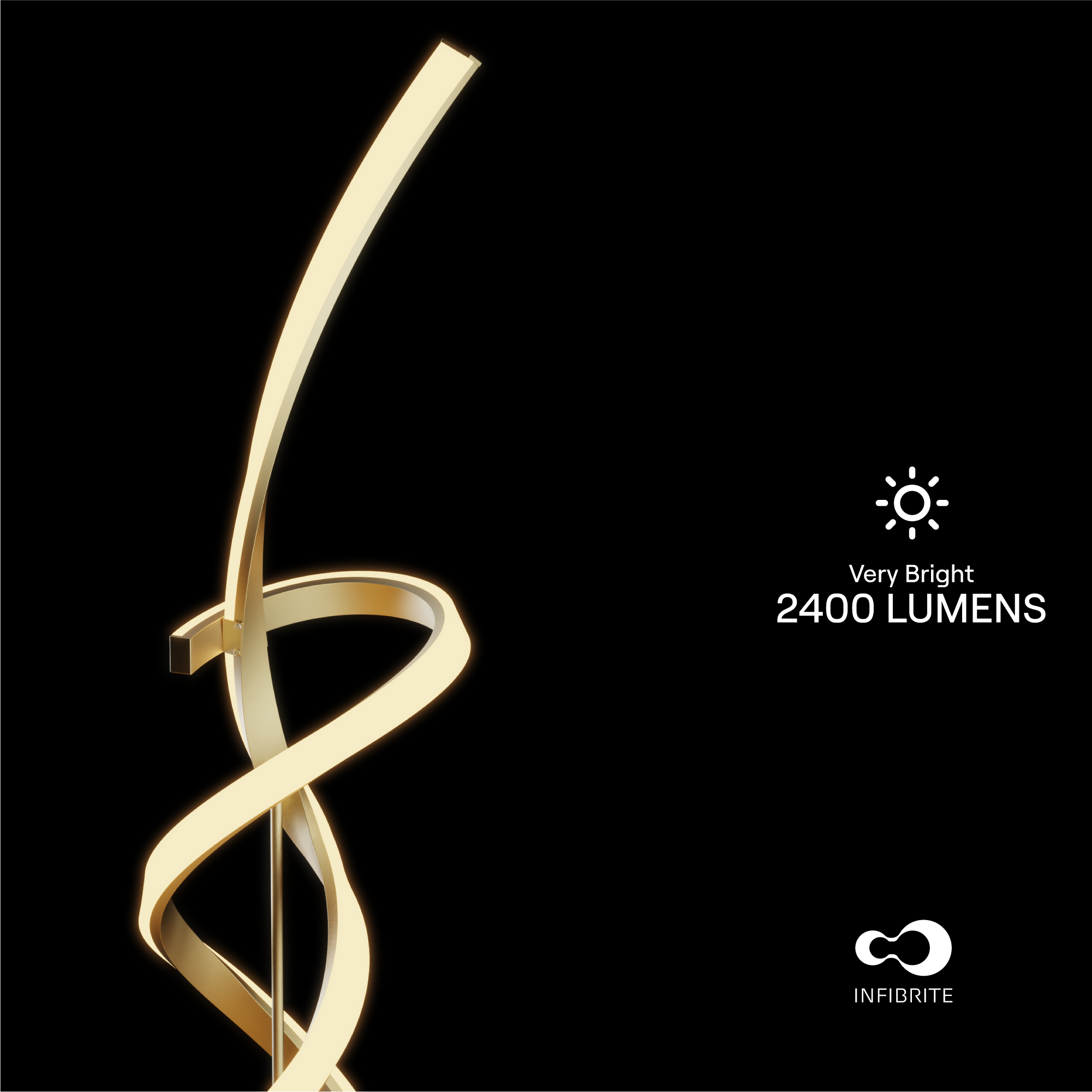 Golden Swirl 31W LED Floor Lamp 59 in. - 3000K Warm Glow- Stepless Dimming