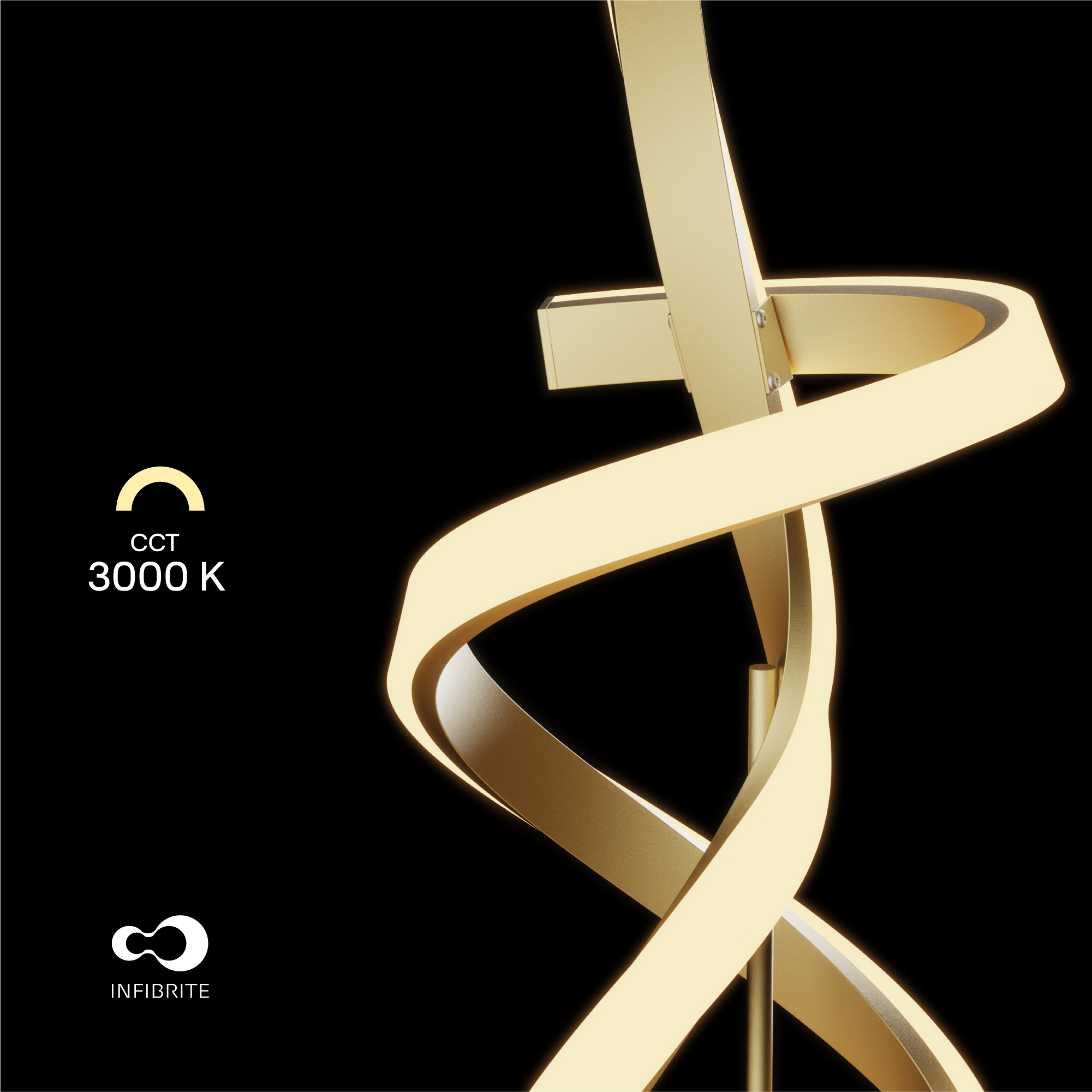 Golden Swirl 31W LED Floor Lamp 59 in. - 3000K Warm Glow- Stepless Dimming