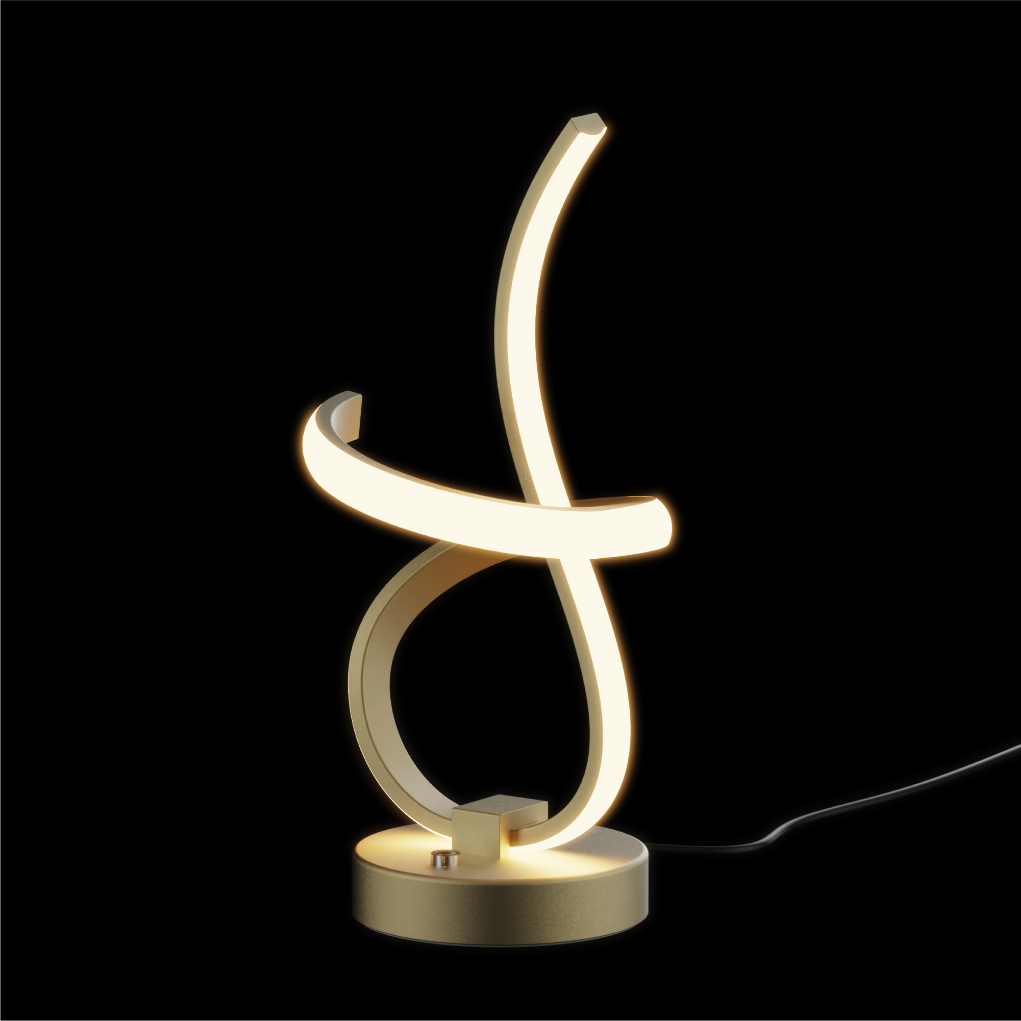Golden Swirl 12W LED Table Lamp 16 in. - 3000K Warm Glow- Touch Dimming