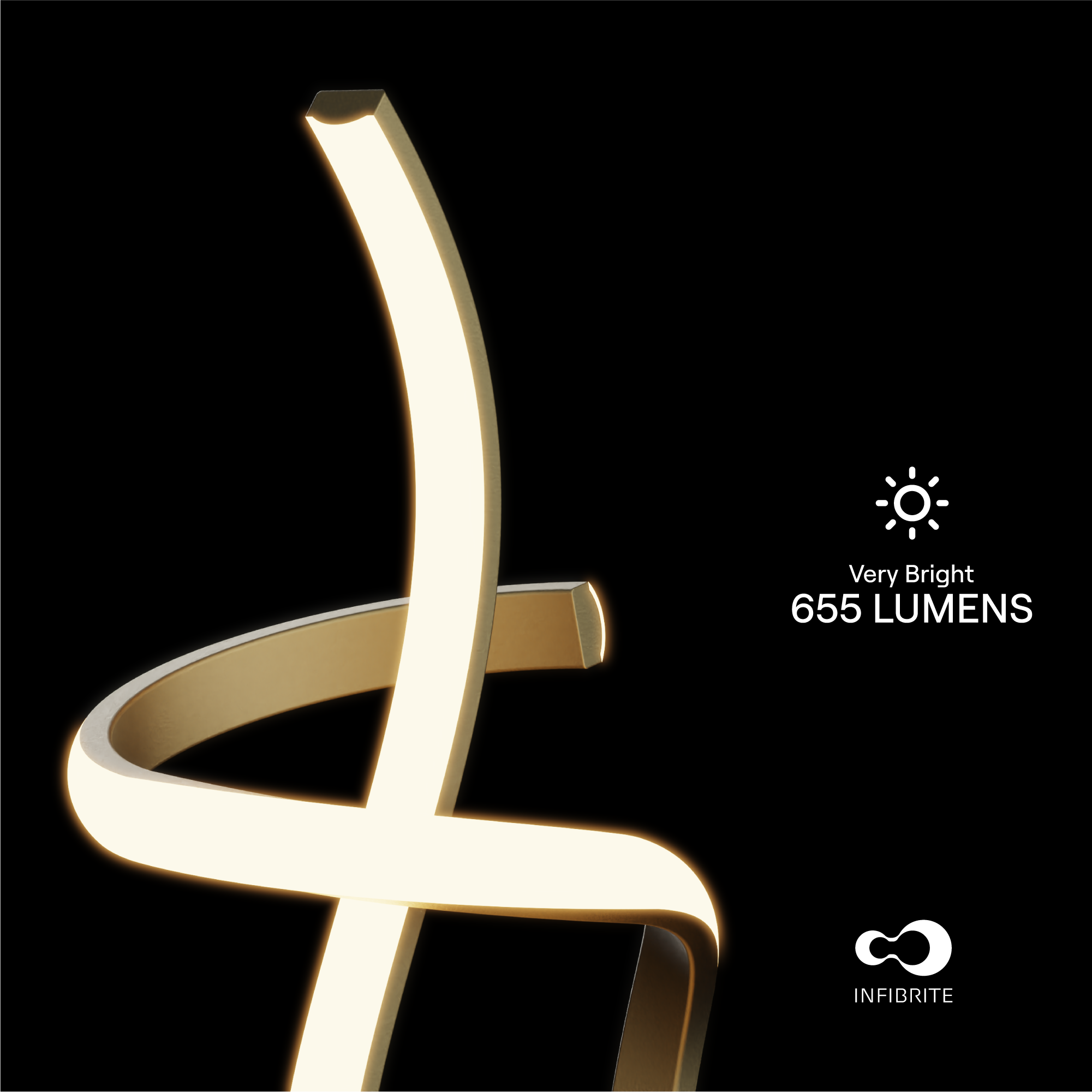 Golden Swirl 12W LED Table Lamp 16 in. - 3000K Warm Glow- Touch Dimming