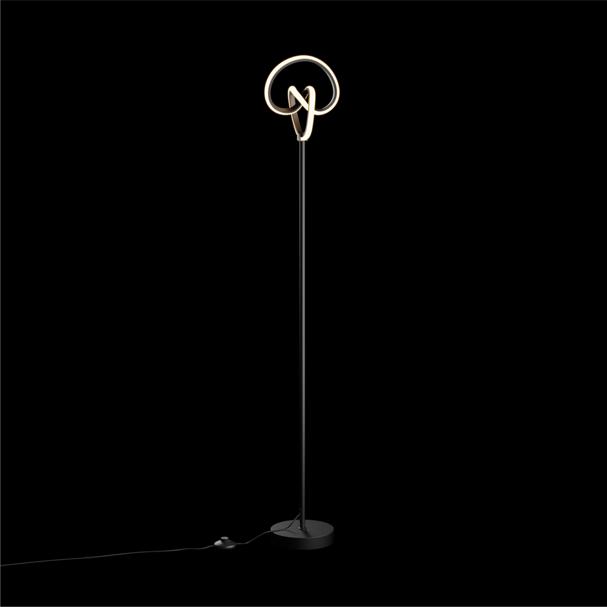 Abstract Art 31W LED Floor Lamp 58 in. - 3000K Warm Illumination- Twisted Circle Design in Matte Black