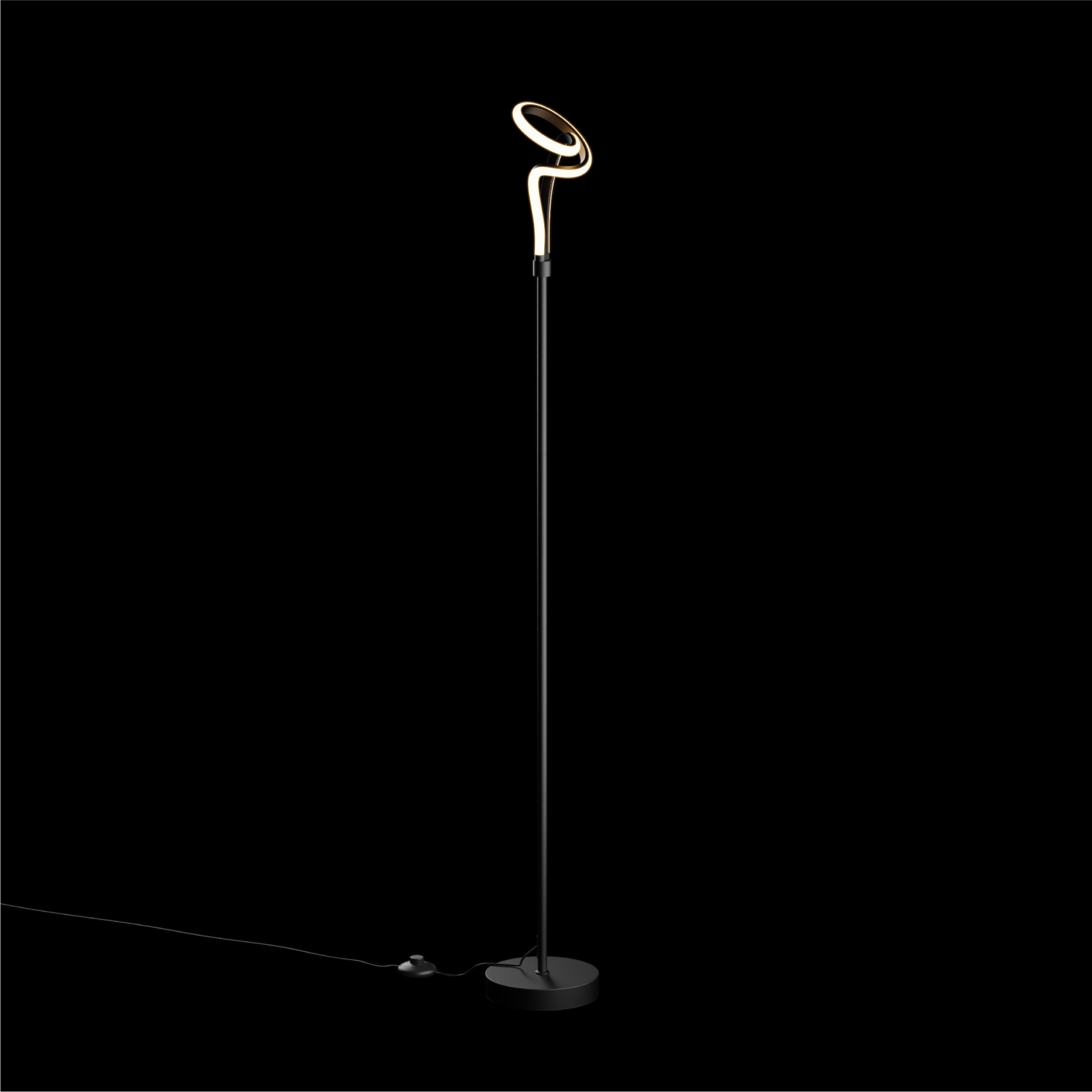Modern Elegance 12W LED Floor Lamp 59 in. - 3000K Soft White - Loop Design in Matte Black and Rose Gold