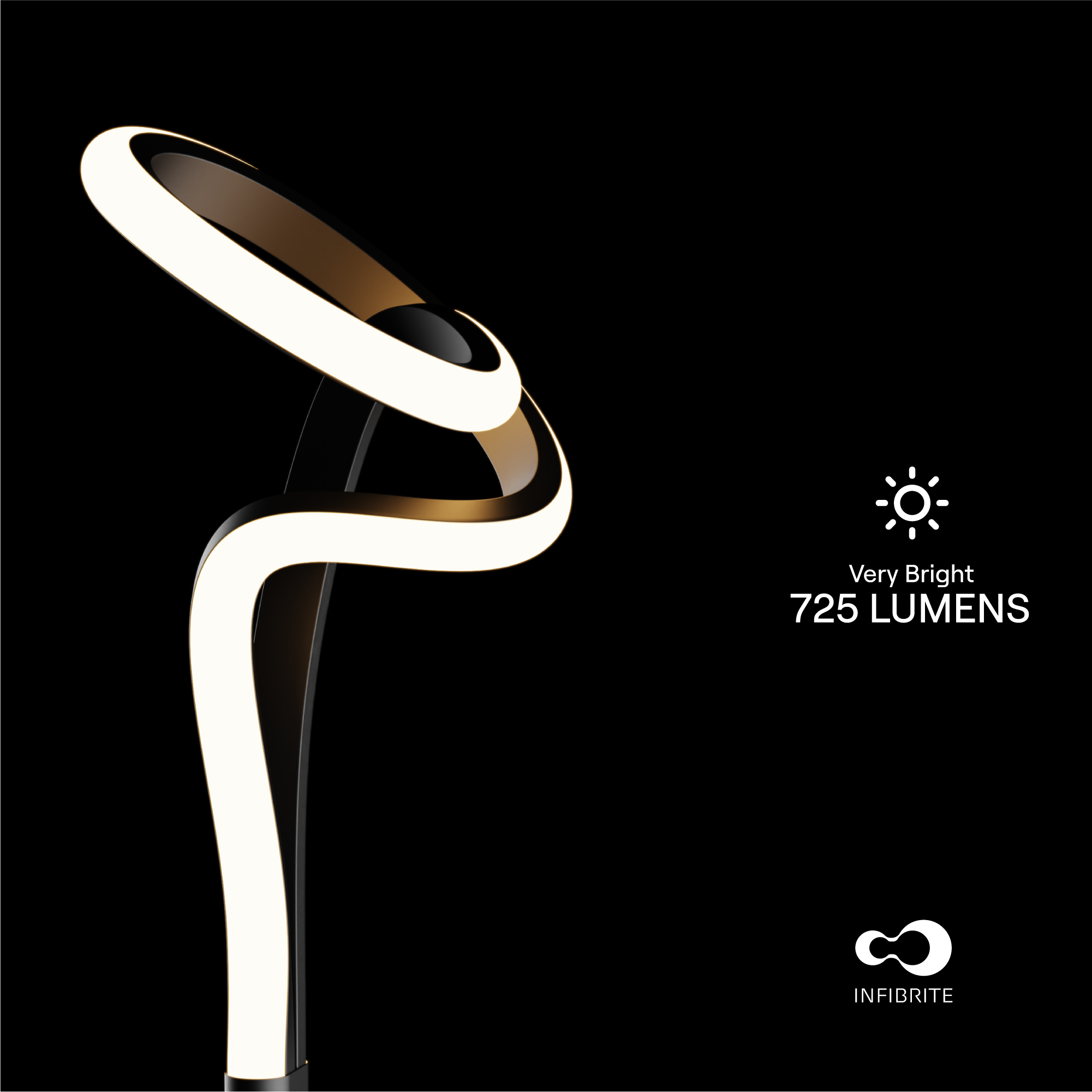 Modern Elegance 12W LED Floor Lamp 59 in. - 3000K Soft White - Loop Design in Matte Black and Rose Gold