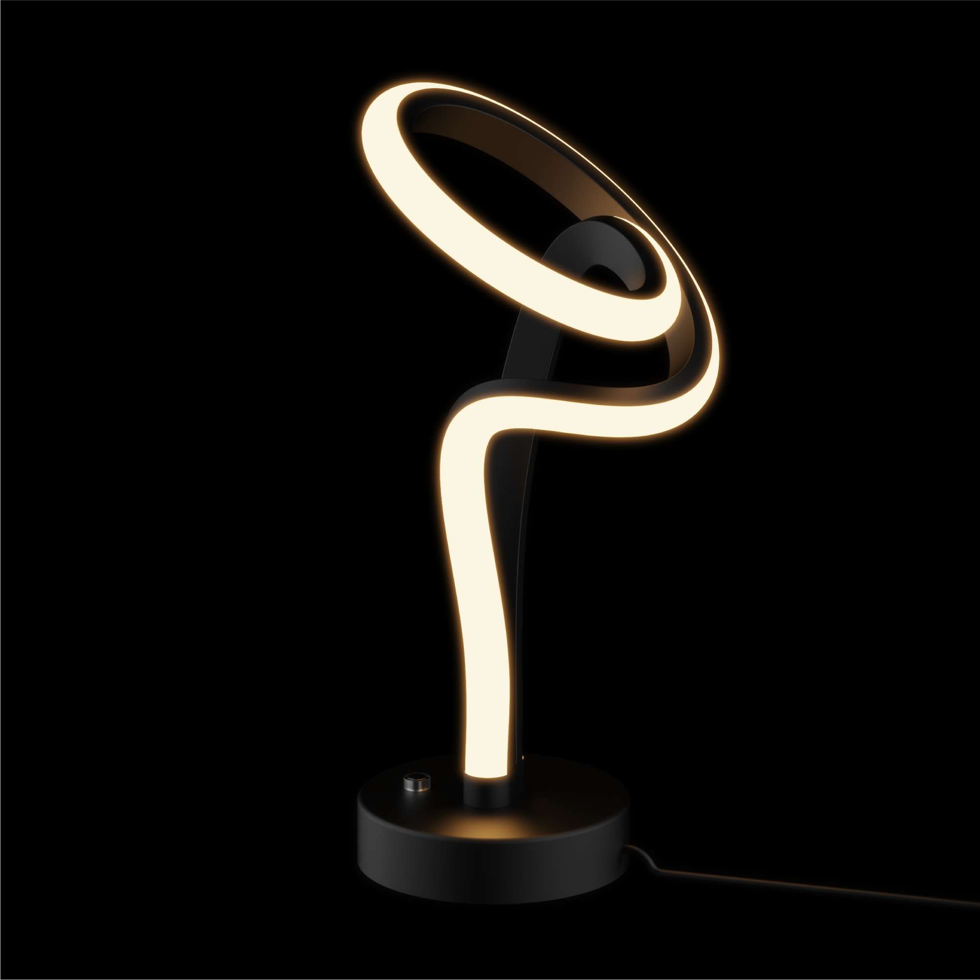 Modern Elegance 12W LED Table Lamp 11 in. - 3000K Soft White - Loop Design in Matte Black and Rose Gold