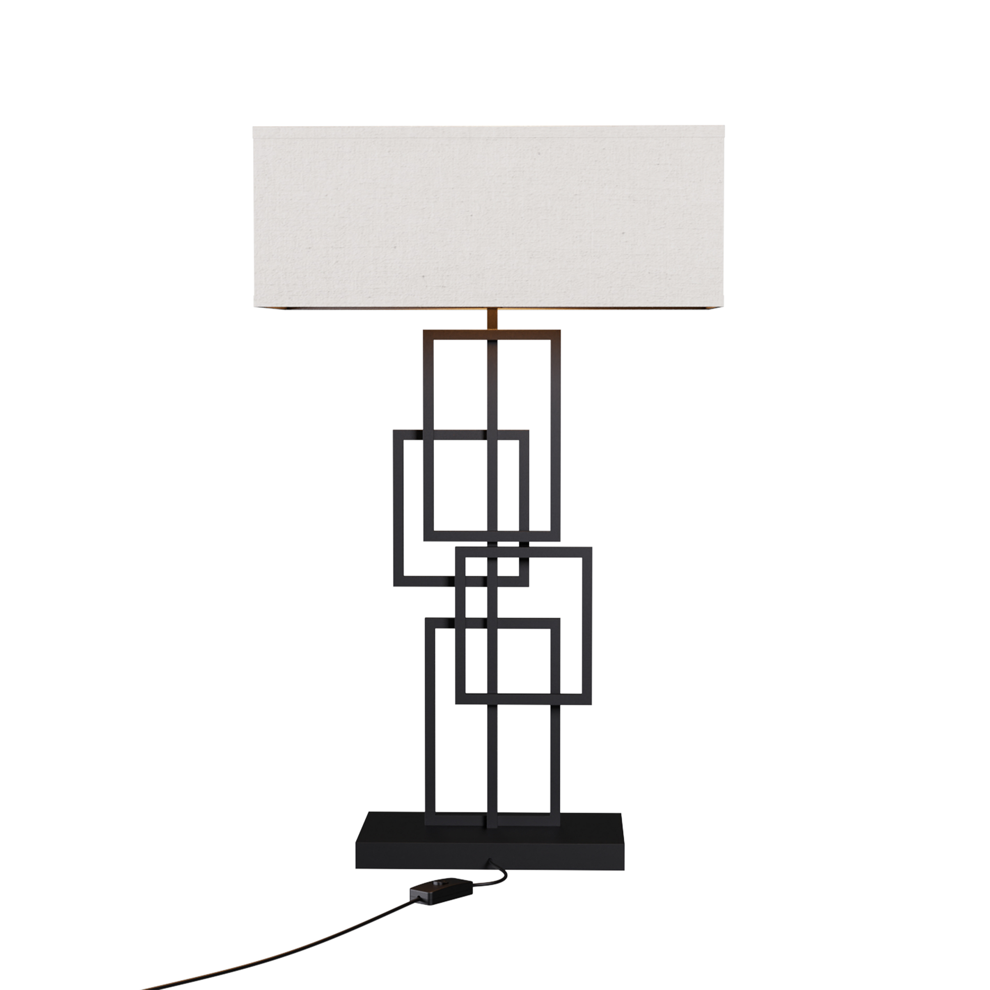Geometric Chic 27 in. Table Lamp with Square Shade - Ambient Warm Light