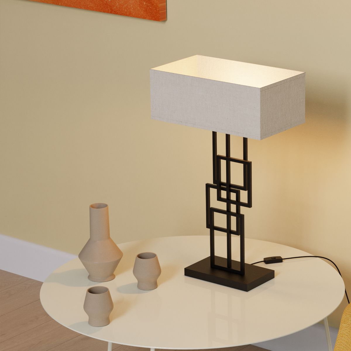 Geometric Chic 27 in. Table Lamp with Square Shade - Ambient Warm Light thumbnail 4