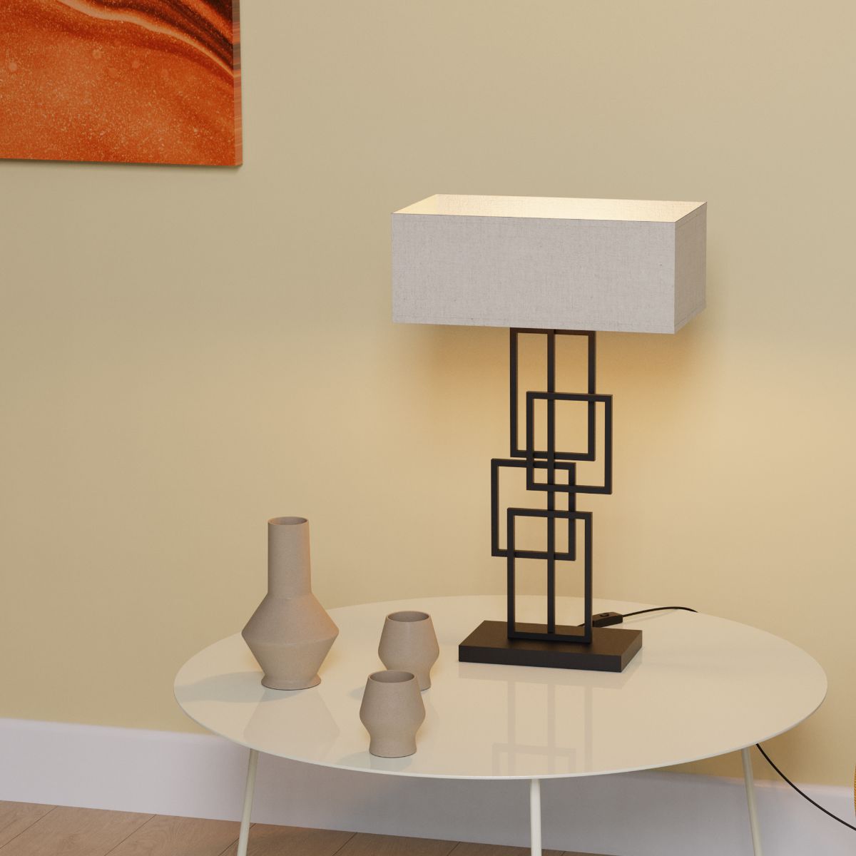 Geometric Chic 27 in. Table Lamp with Square Shade - Ambient Warm Light thumbnail 5