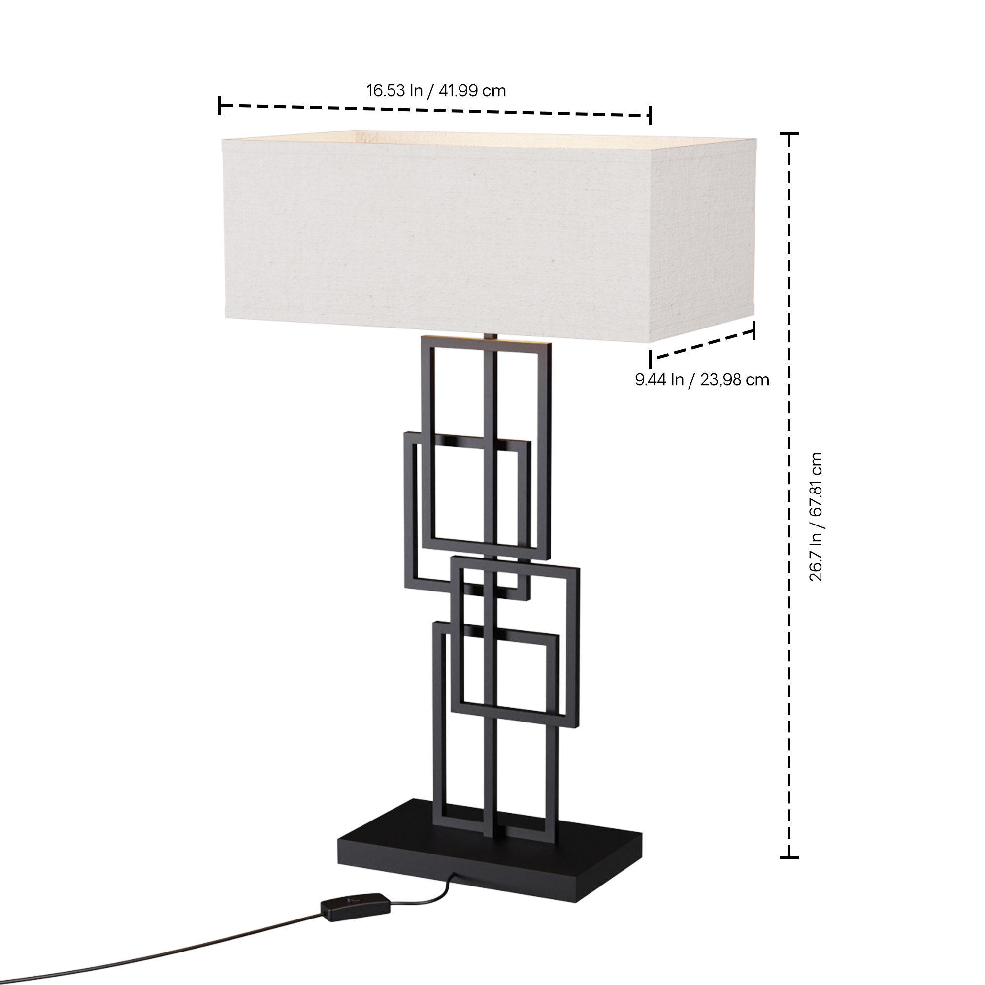 Geometric Chic 27 in. Table Lamp with Square Shade - Ambient Warm Light thumbnail 6