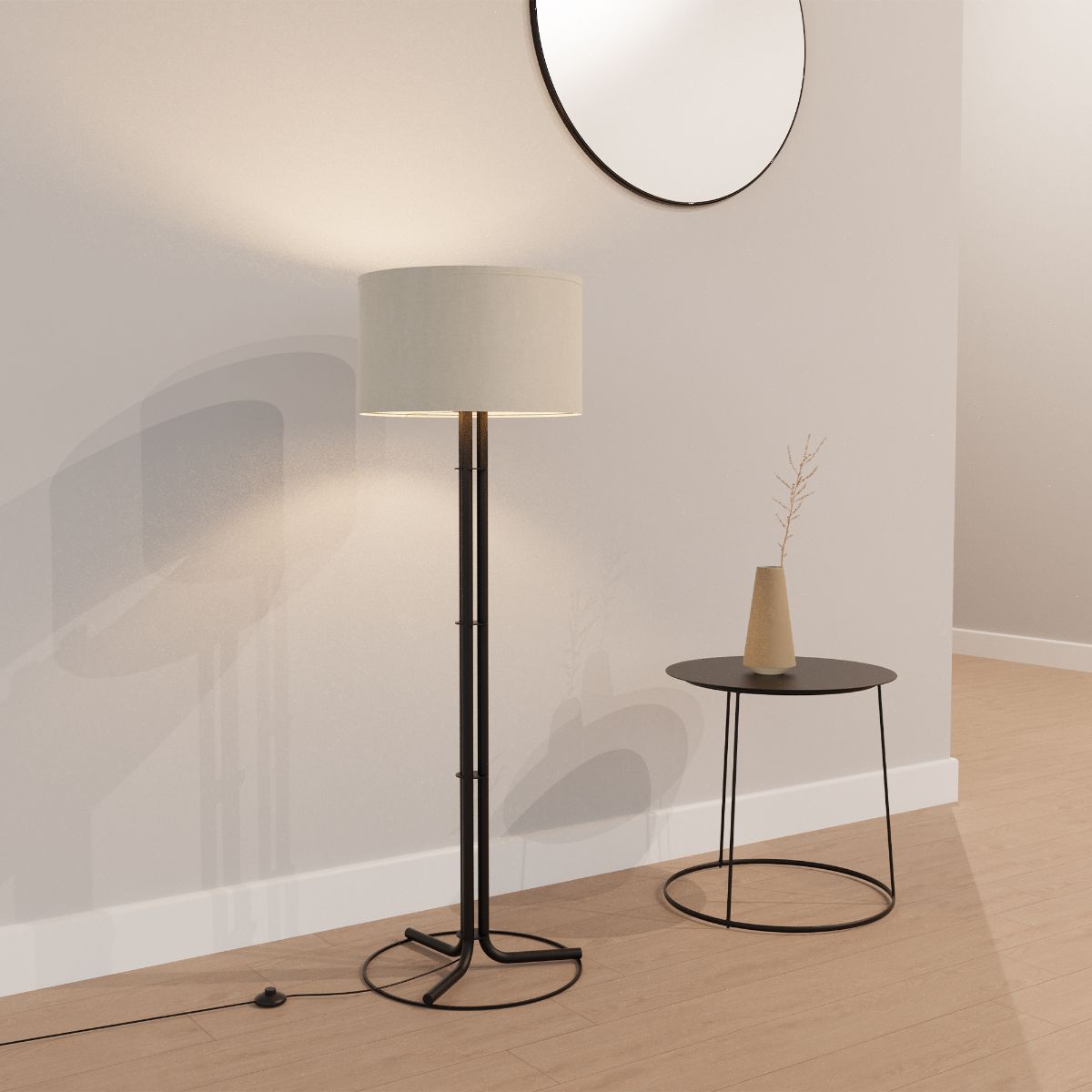 Classic Elegance 62 in. Floor Lamp with Cylindrical Shade - Warm Ambient Lighting