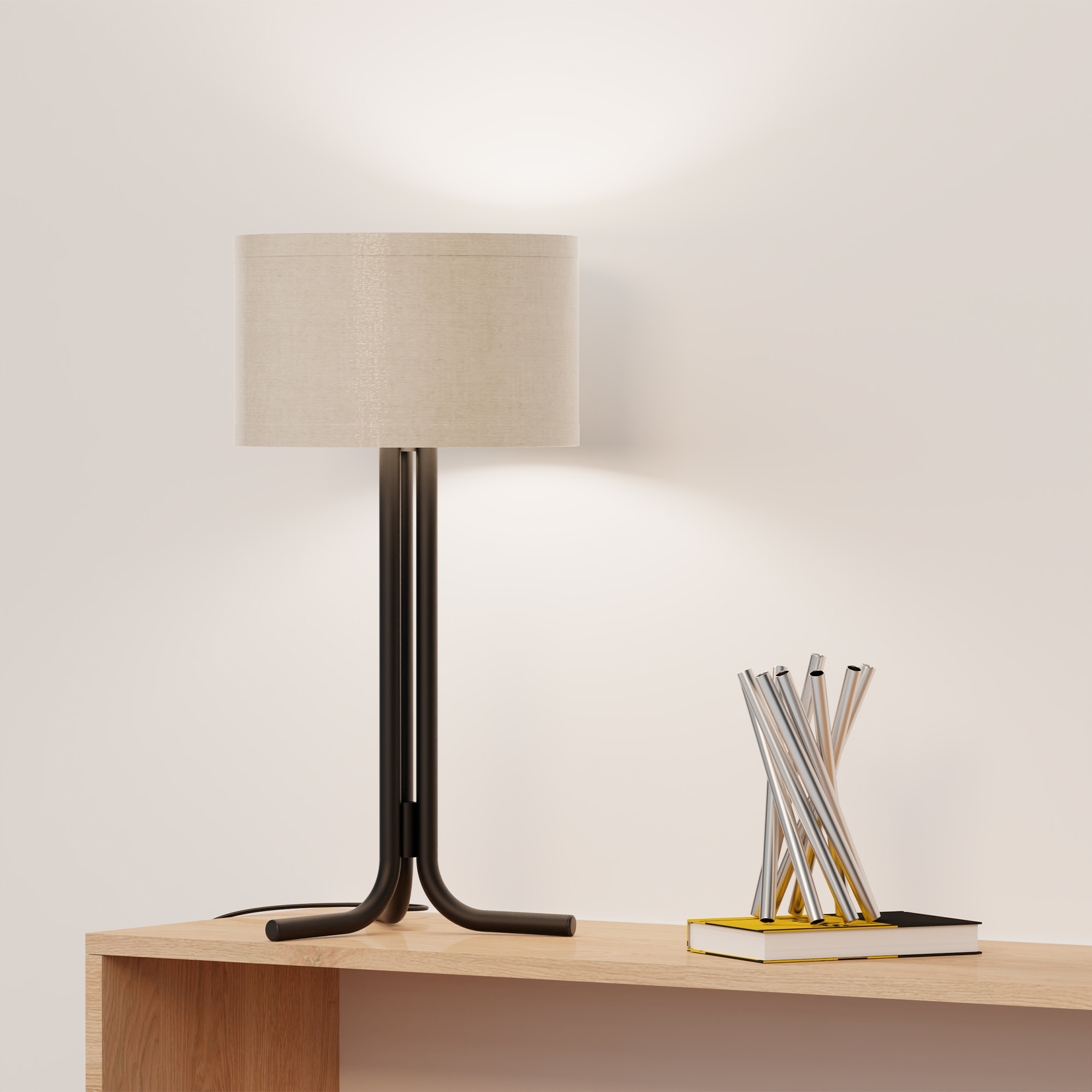 Classic Elegance 20 in. Table Lamp with Cylindrical Shade - Warm Ambient Lighting thumbnail 4