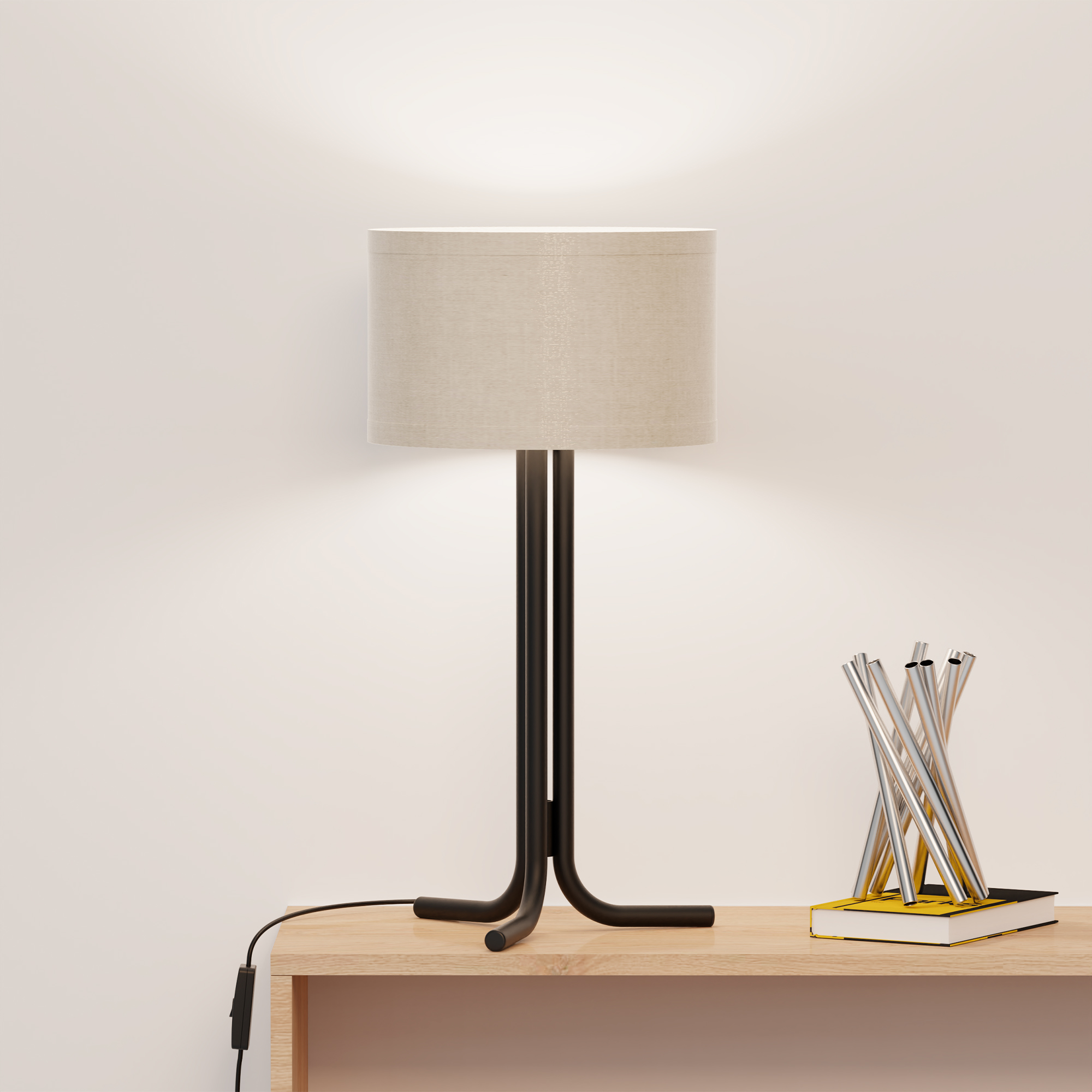 Classic Elegance 20 in. Table Lamp with Cylindrical Shade - Warm Ambient Lighting thumbnail 5