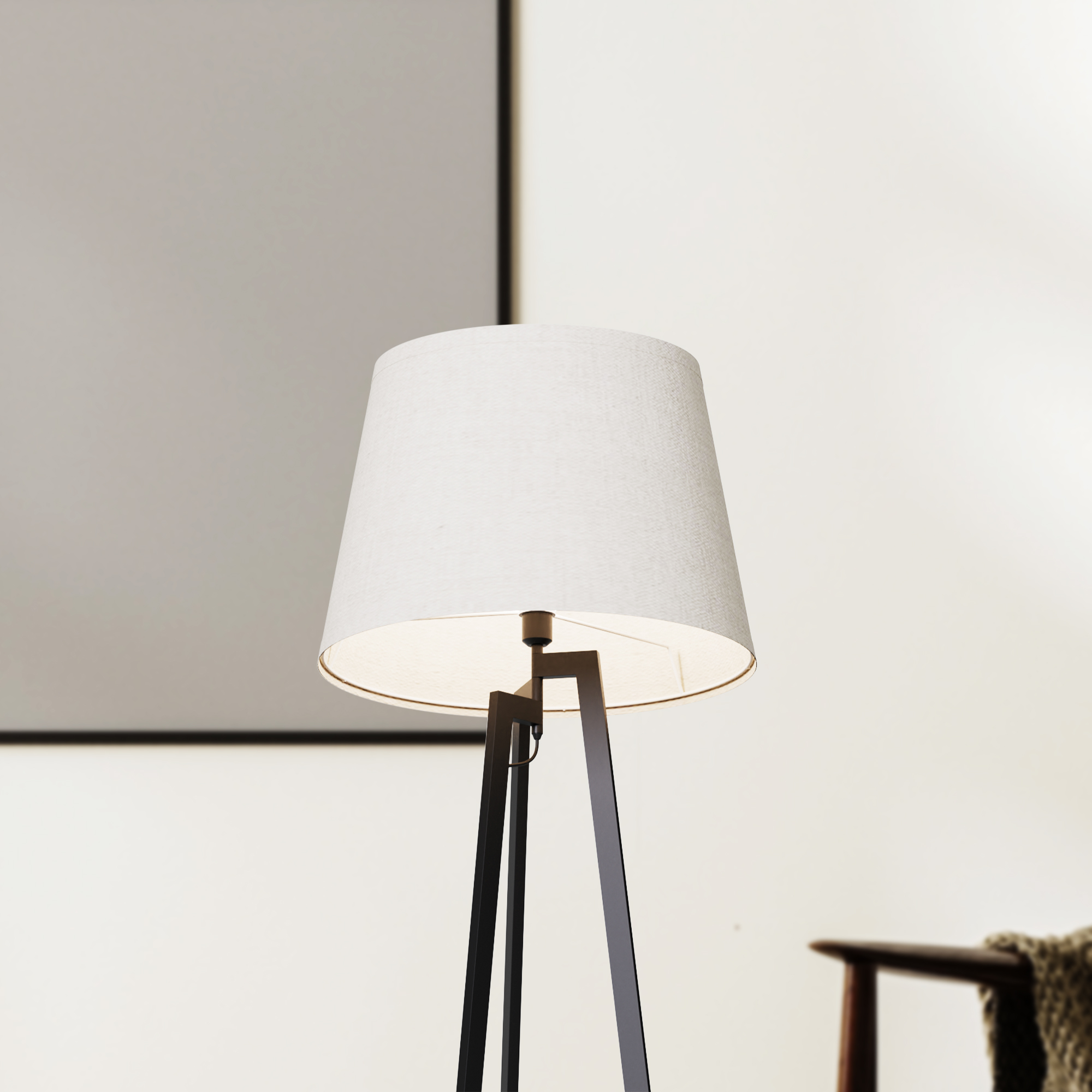 Architectural Tripod 64 in. Floor Lamp with Textured Shade - Cozy Illumination