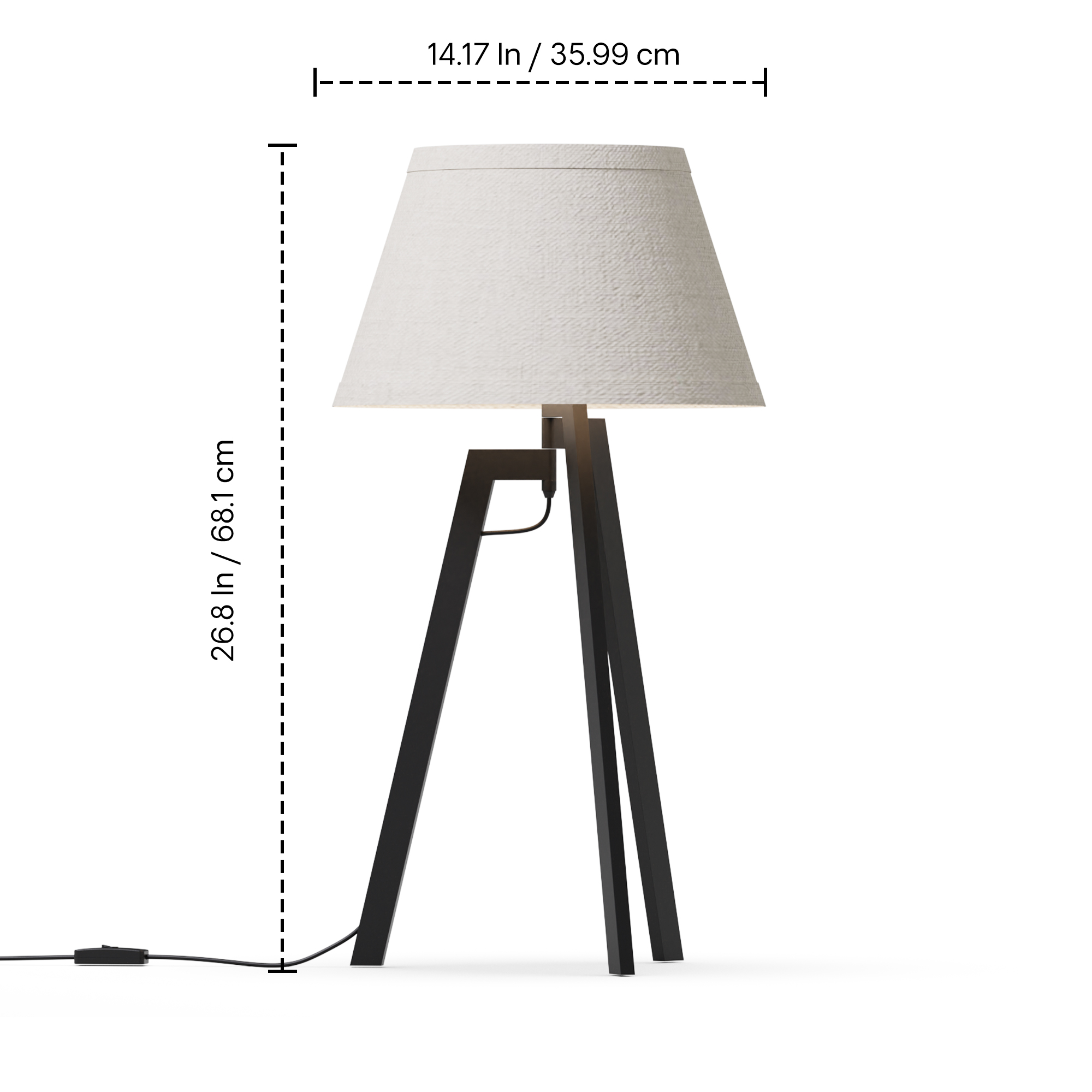 Architectural Tripod 27 in. Table Lamp with Textured Shade - Cozy Illumination thumbnail 6
