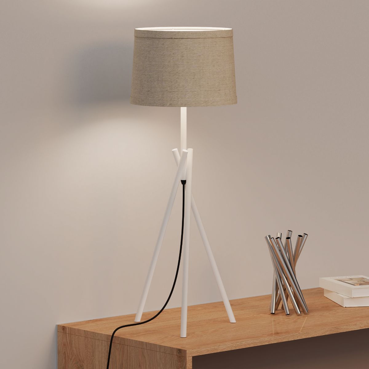 Sleek Crossed 26 in. Legs Table Lamp with Fabric Shade - E26 Bulb Friendly- Subtle Elegance thumbnail 4
