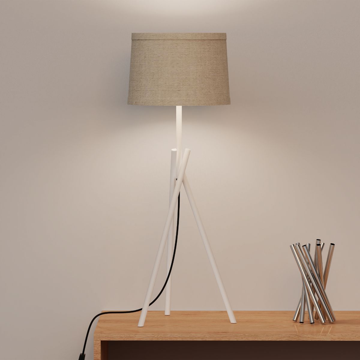 Sleek Crossed 26 in. Legs Table Lamp with Fabric Shade - E26 Bulb Friendly- Subtle Elegance thumbnail 5