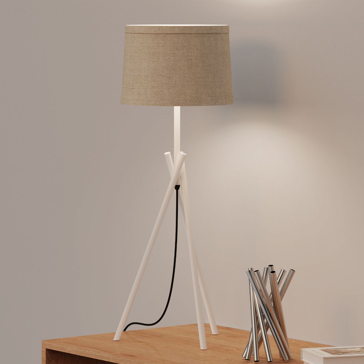 Sleek Crossed 26 in. Legs Table Lamp with Fabric Shade - E26 Bulb Friendly- Subtle Elegance thumbnail 6