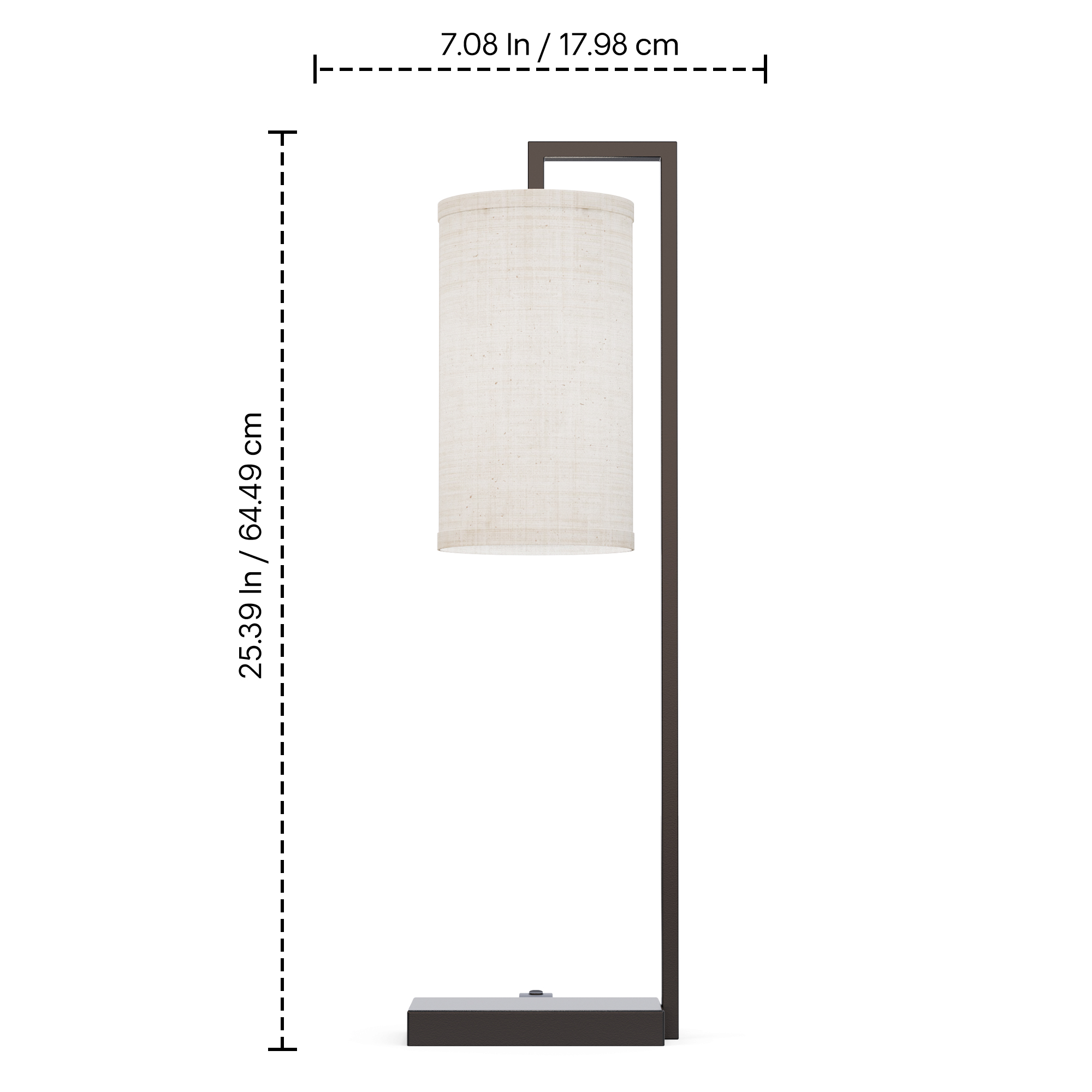 Rectangular Frame Table Lamp with Cylinder Shade - 25 in. - E26 Bulb Compatible - Modern Design thumbnail 7