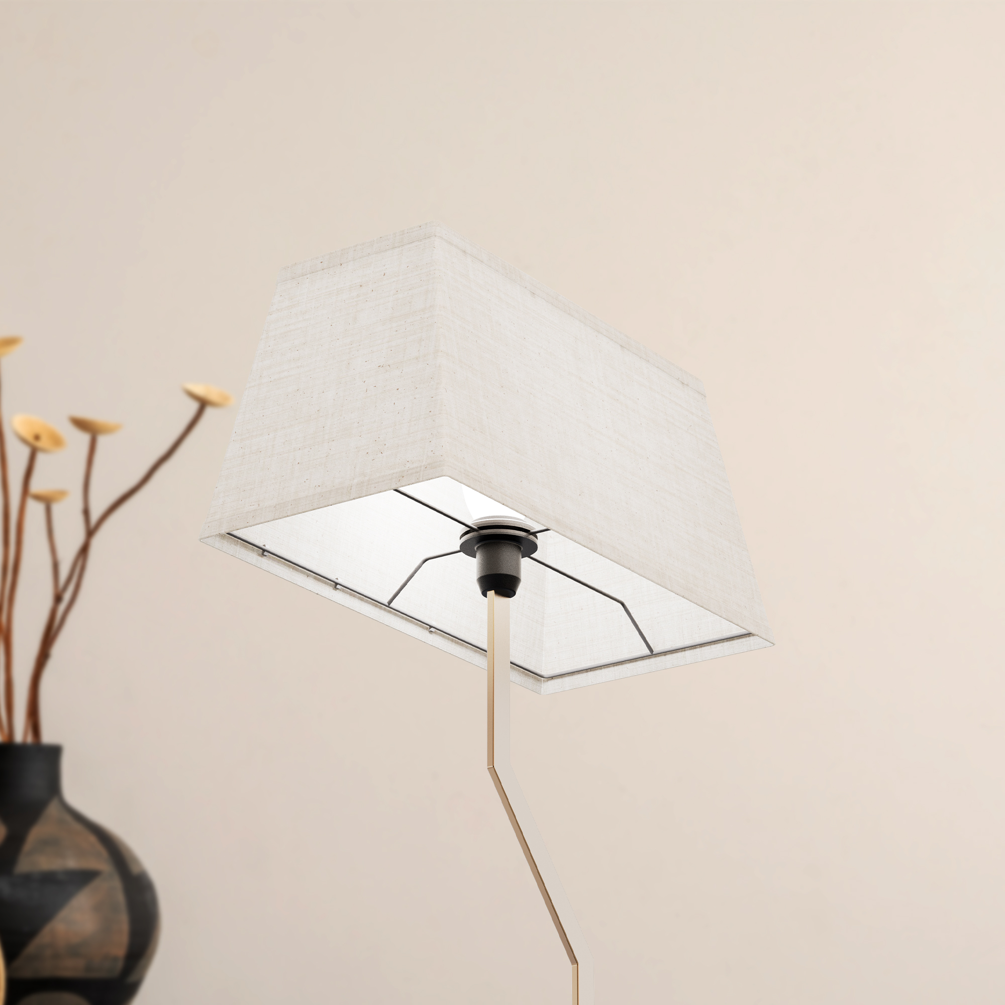 Angled Brass Table Lamp with Textured Shade - 25 in. - E26 Bulb Compatible - Modern Elegance