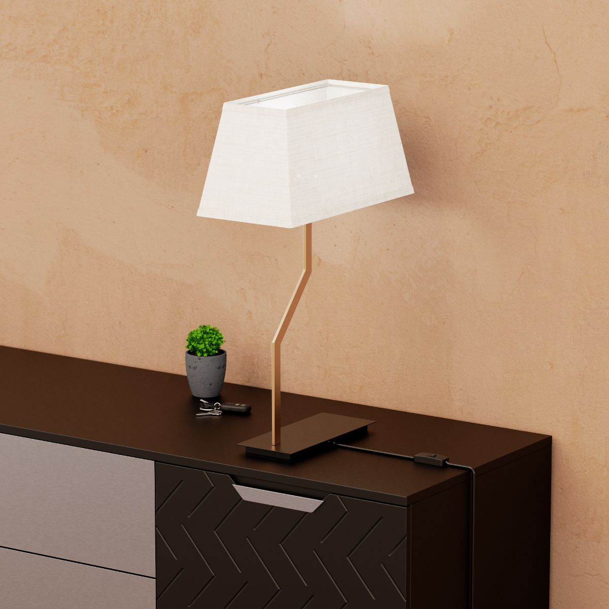 Angled Brass Table Lamp with Textured Shade - 25 in. - E26 Bulb Compatible - Modern Elegance thumbnail 4