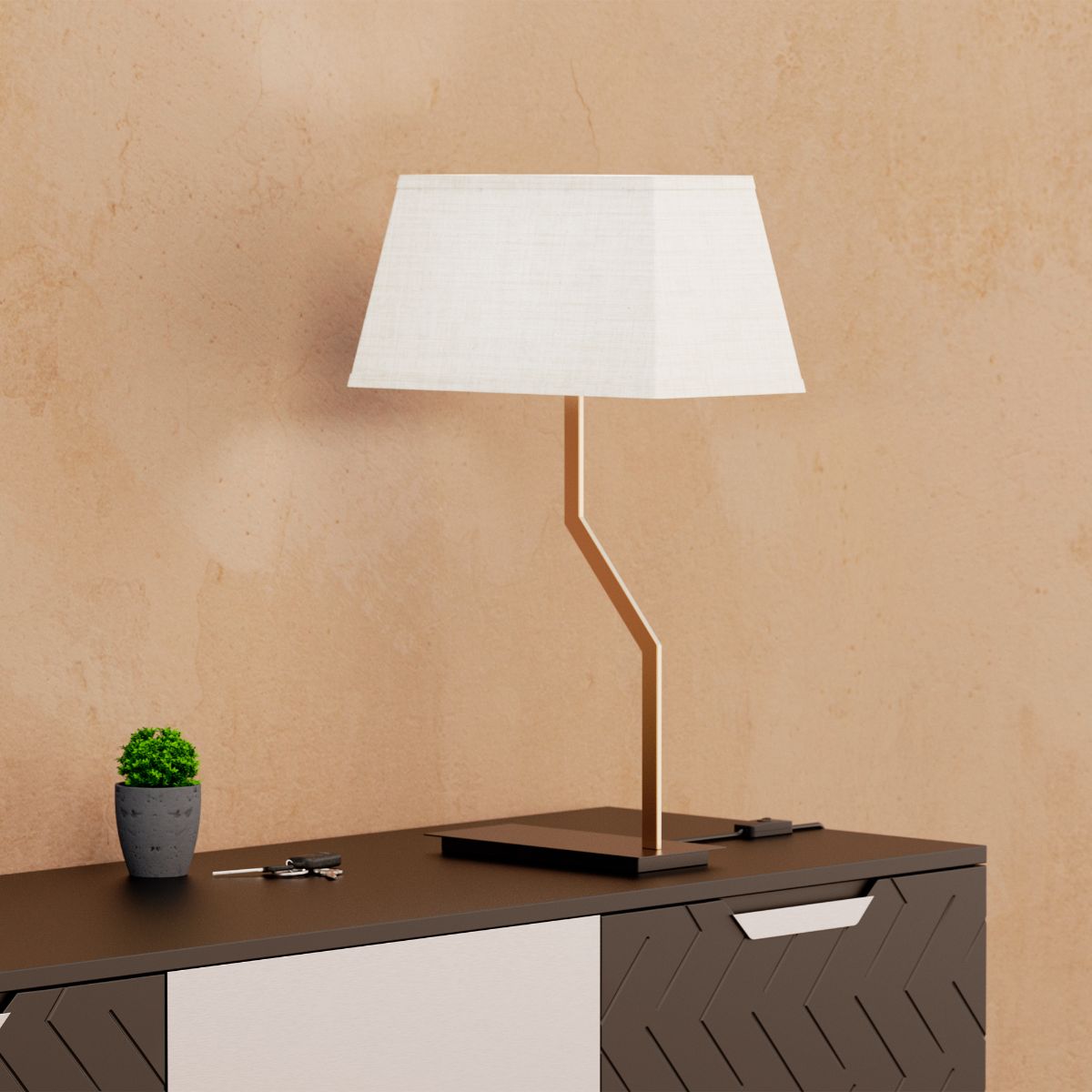Angled Brass Table Lamp with Textured Shade - 25 in. - E26 Bulb Compatible - Modern Elegance thumbnail 6