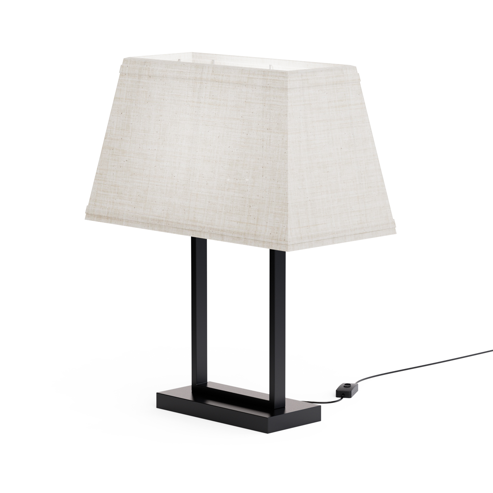 Modern Rectangular Table Lamp with Fabric Shade - 22 in. - E26 Bulb Compatible - Sleek Design