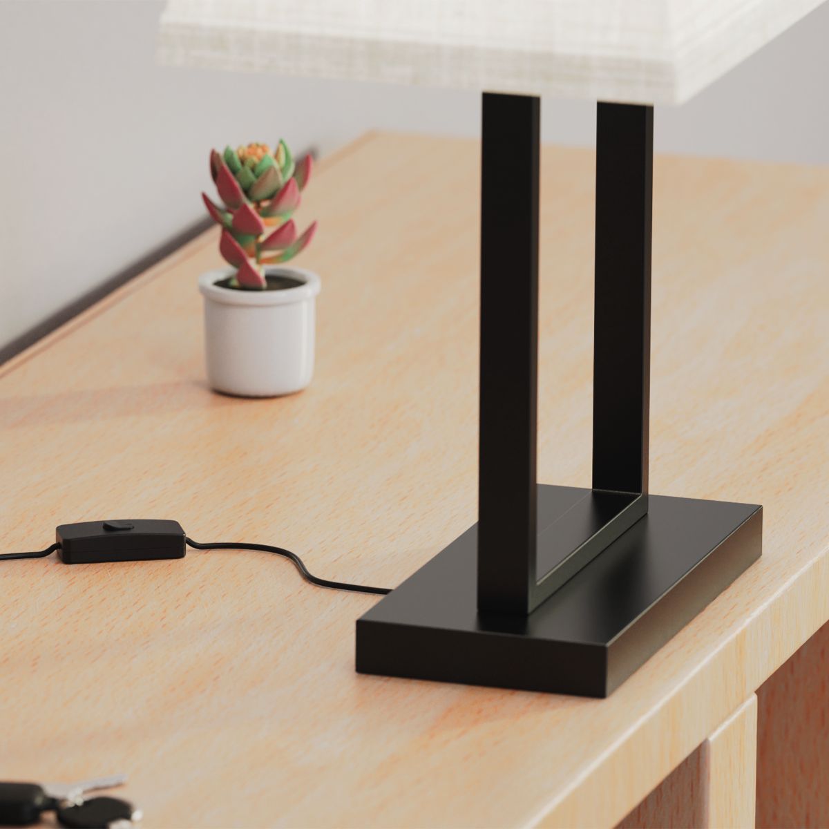 Modern Rectangular Table Lamp with Fabric Shade - 22 in. - E26 Bulb Compatible - Sleek Design