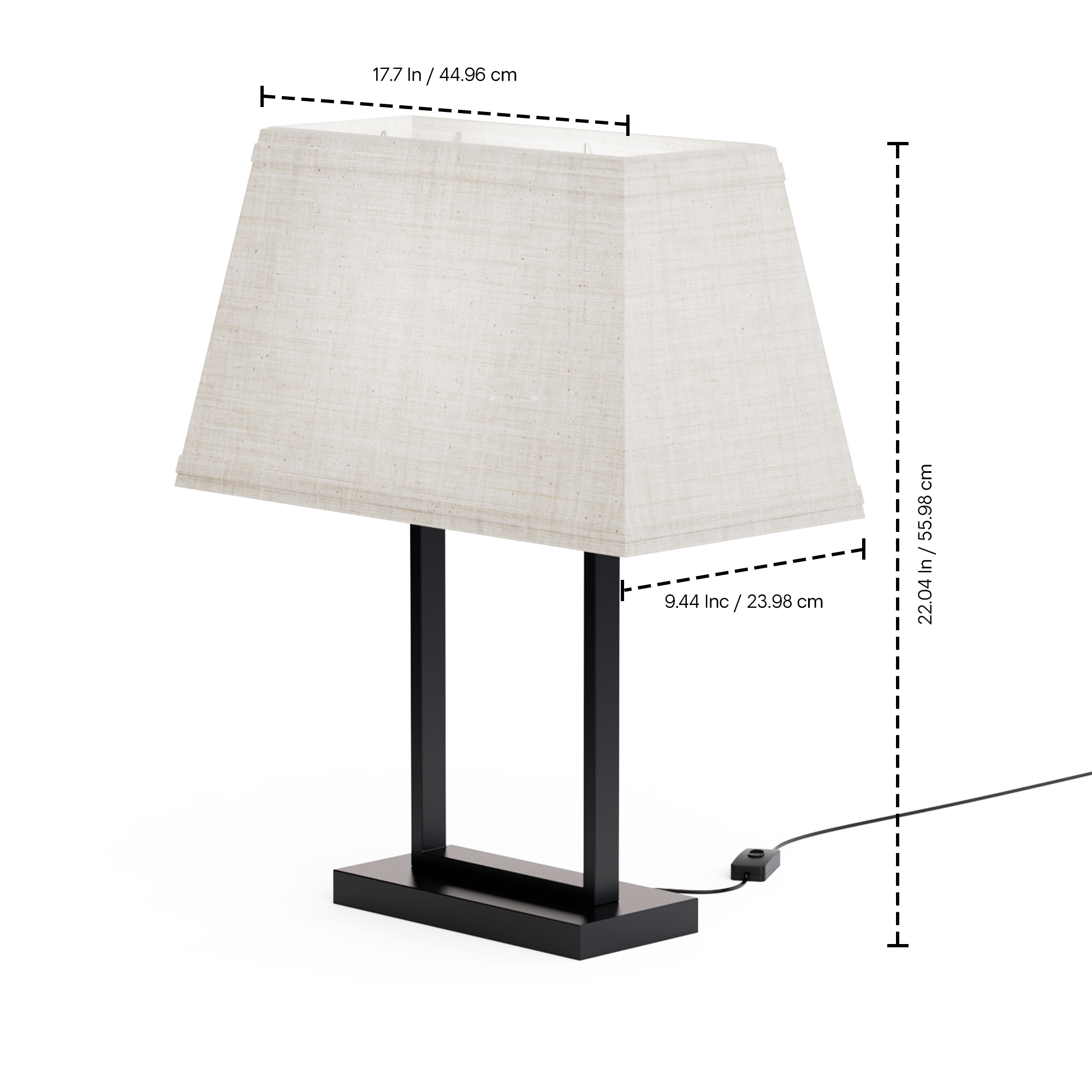 Modern Rectangular Table Lamp with Fabric Shade - 22 in. - E26 Bulb Compatible - Sleek Design thumbnail 7