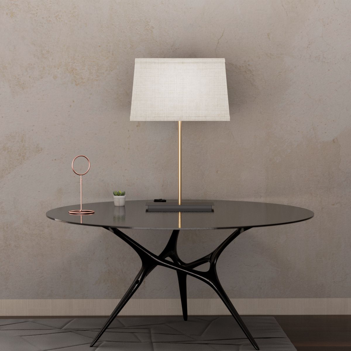 Classic Square Table Lamp with Textured Shade - 24 in. - E26 Bulb Compatible - Timeless Appeal thumbnail 4