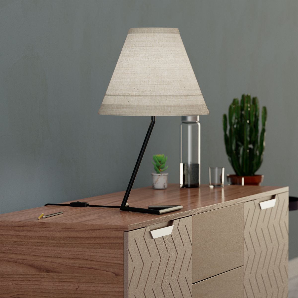 Angular Base Table Lamp with Conical Shade - 23 in. - E26 Bulb Compatible - Contemporary Design thumbnail 5